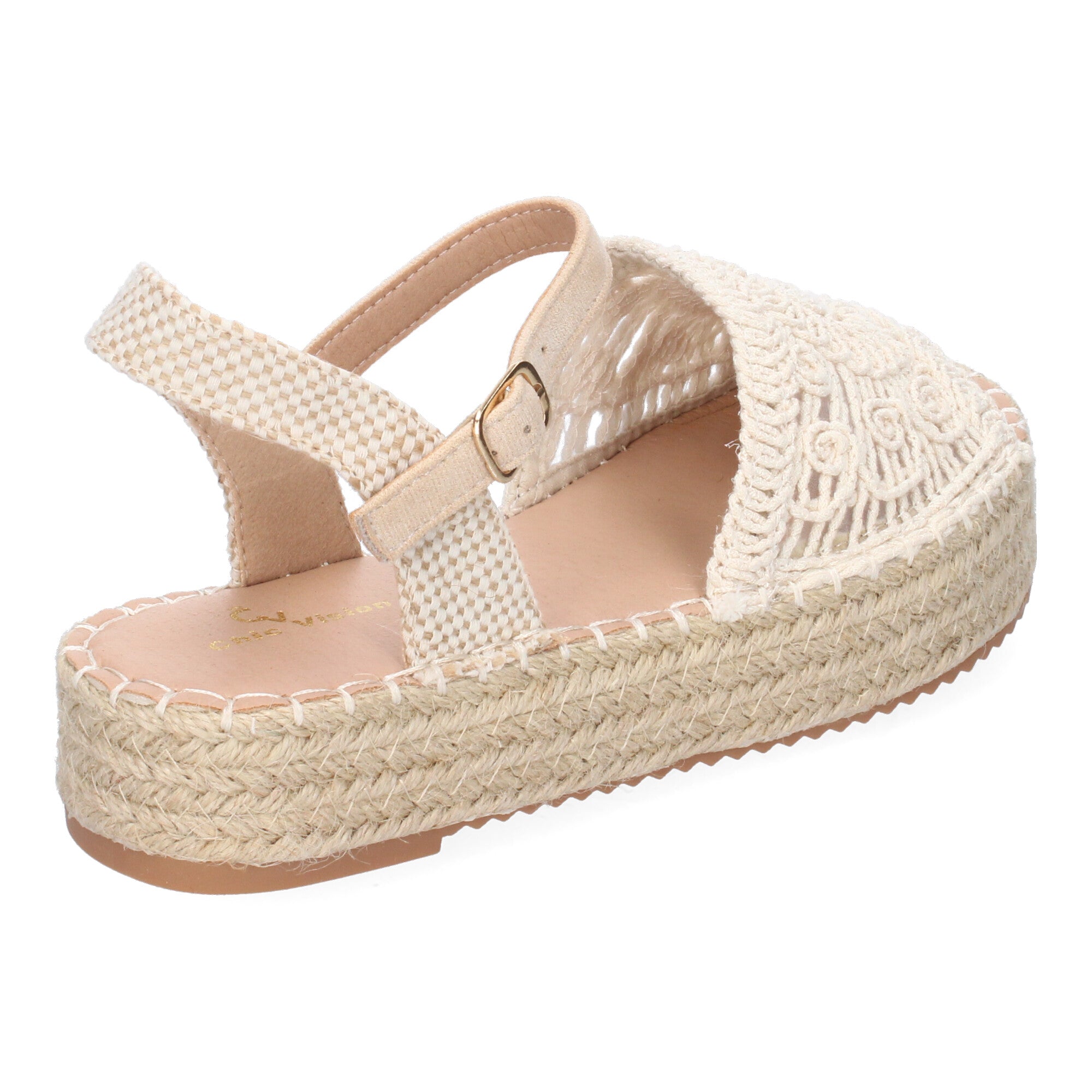 Sandalia de Plataforma para Mujer, Cómoda, Forrada de Yute con Pala Abierta Entrelazada, Talón Abierto y Hebilla