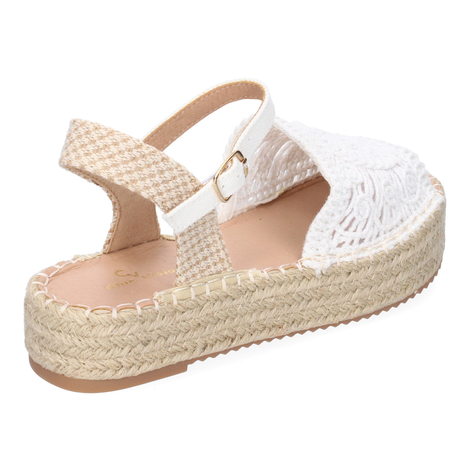 Sandalia de Plataforma para Mujer, Cómoda, Forrada de Yute con Pala Abierta Entrelazada, Talón Abierto y Hebilla