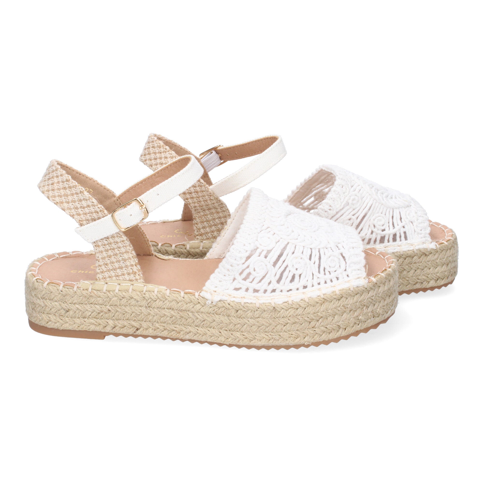 Sandalia de Plataforma para Mujer, Cómoda, Forrada de Yute con Pala Abierta Entrelazada, Talón Abierto y Hebilla