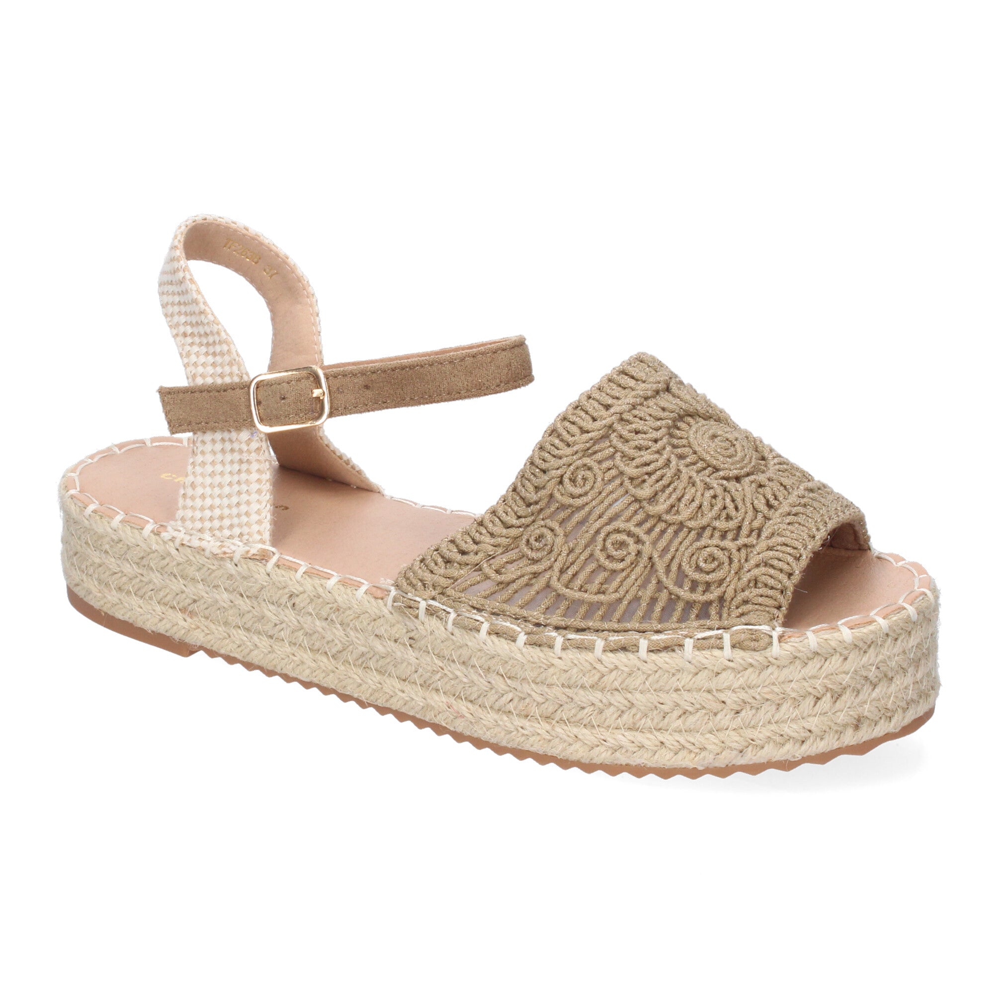 Sandalia de Plataforma para Mujer, Cómoda, Forrada de Yute con Pala Abierta Entrelazada, Talón Abierto y Hebilla
