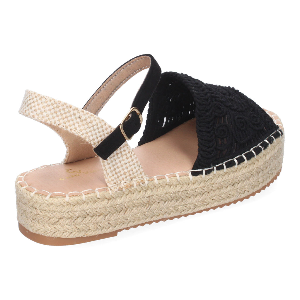 Sandalia de Plataforma para Mujer, Cómoda, Forrada de Yute con Pala Abierta Entrelazada, Talón Abierto y Hebilla