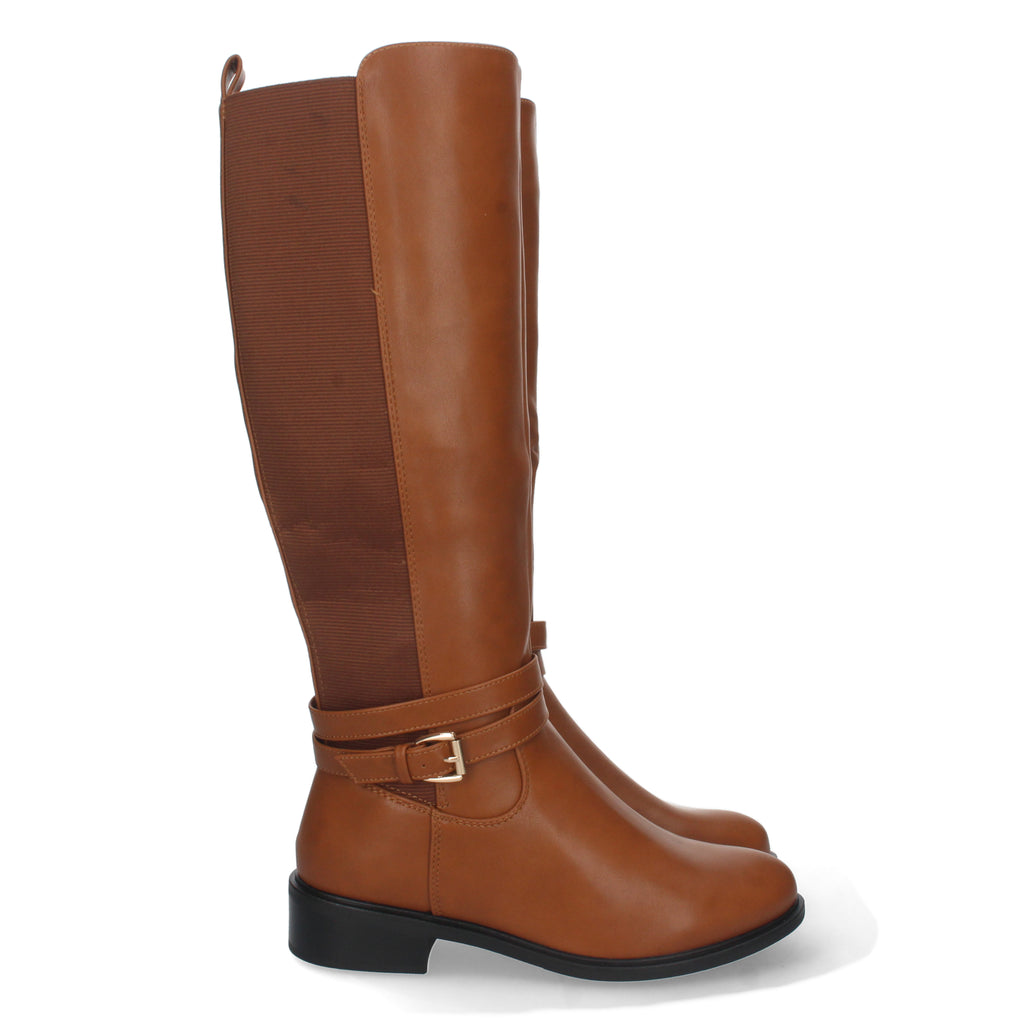 Bota de Tacón Bajo para Mujer Cómoda con Hebilla y Cremallera