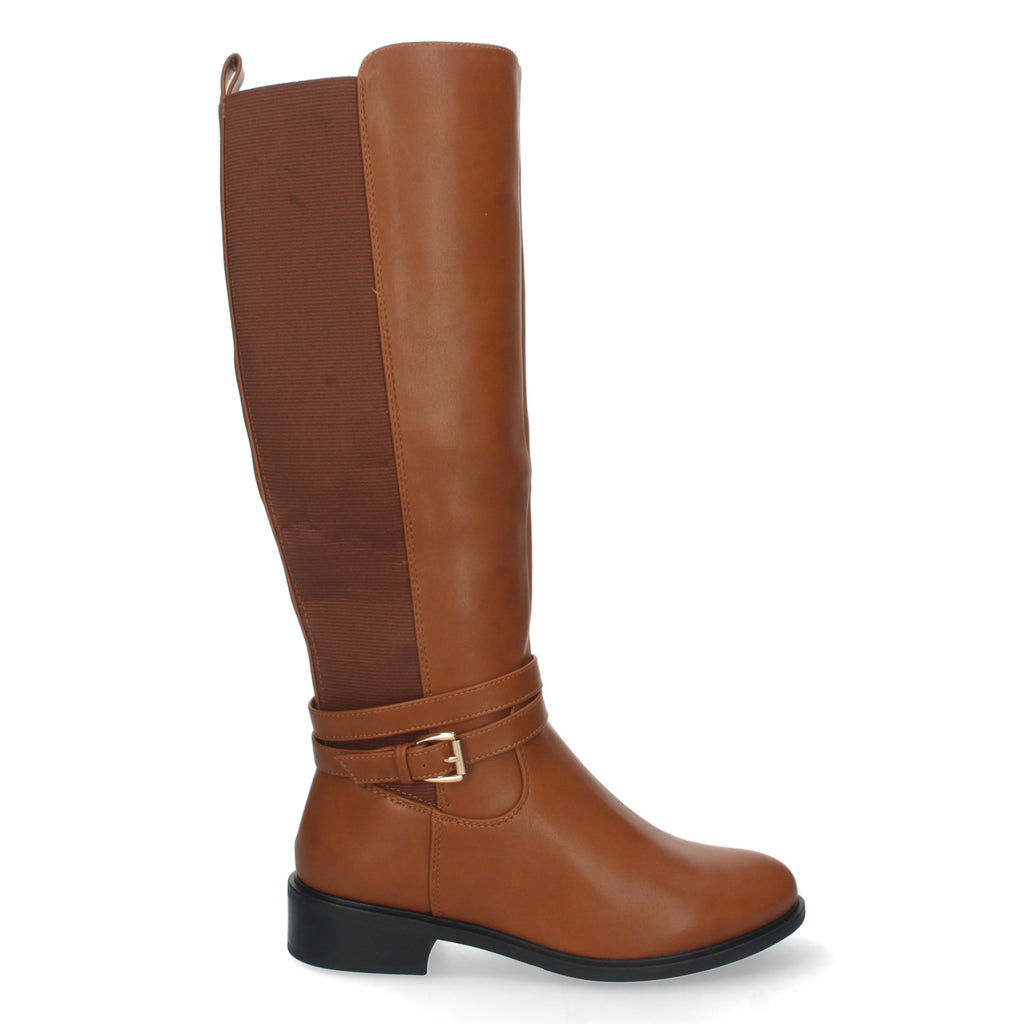 Bota de Tacón Bajo para Mujer Cómoda con Hebilla y Cremallera
