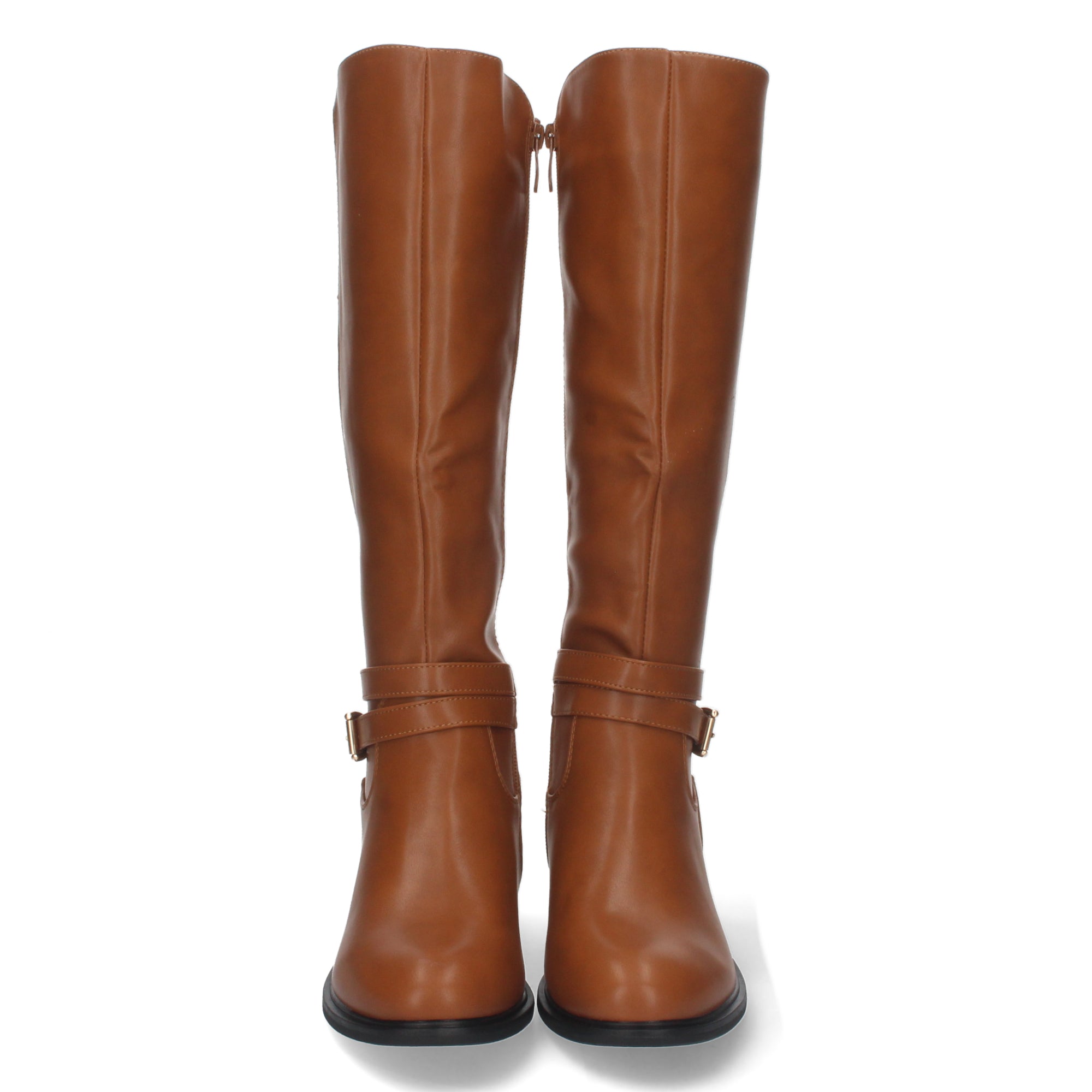 Bota de Tacón Bajo para Mujer Cómoda con Hebilla y Cremallera