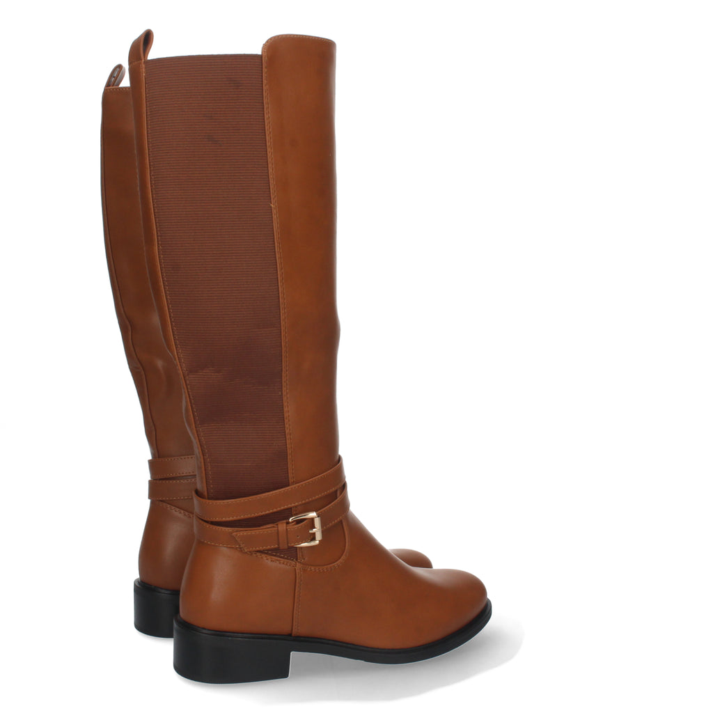 Bota de Tacón Bajo para Mujer Cómoda con Hebilla y Cremallera