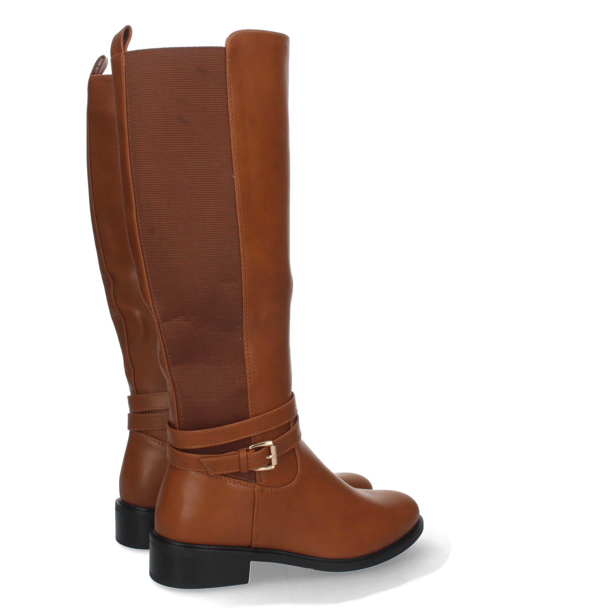 Bota de Tacón Bajo para Mujer Cómoda con Hebilla y Cremallera