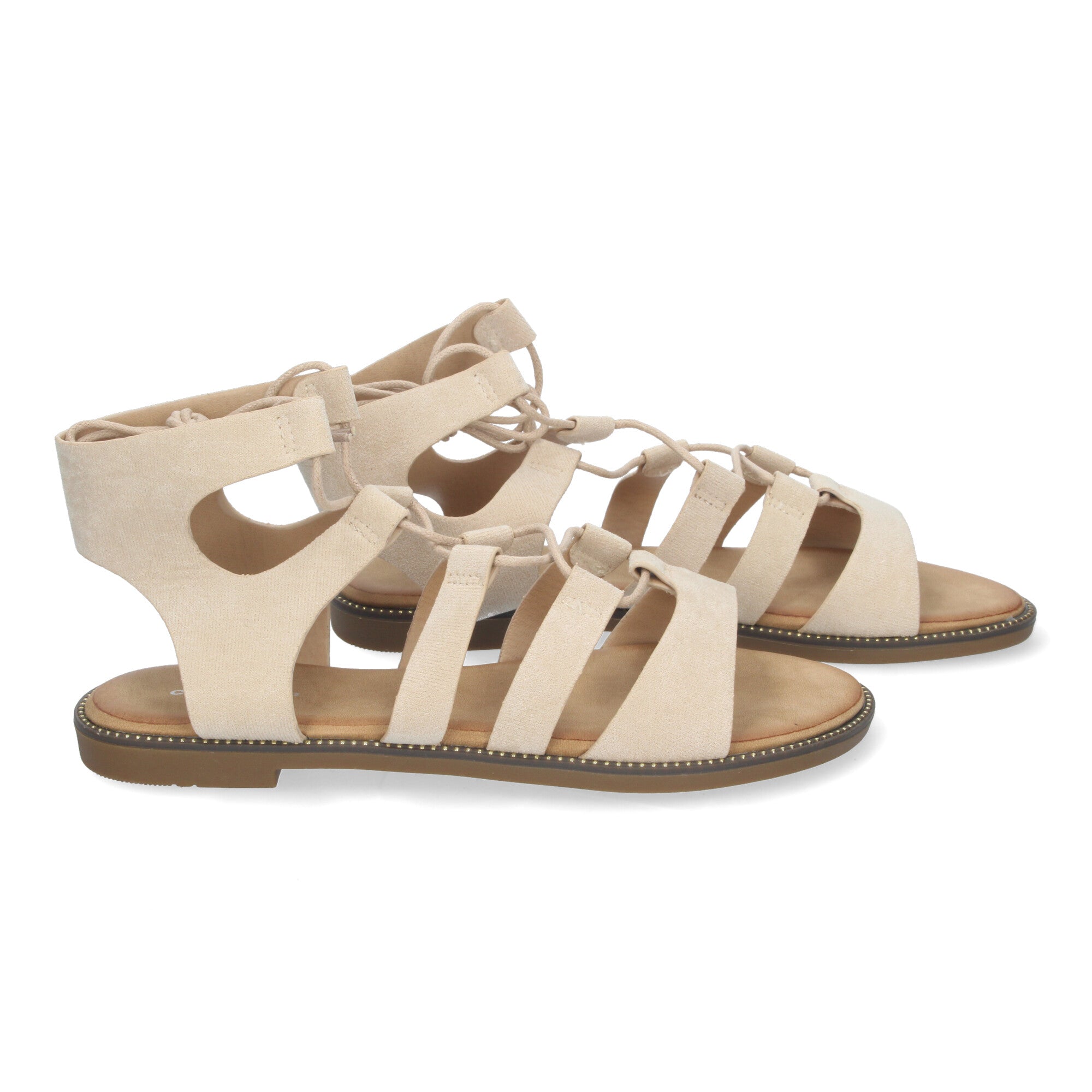Sandalias Planas de Verano para Mujer, Cómodas y Versátiles con Cierre de Cordones y Adornos Elegantes