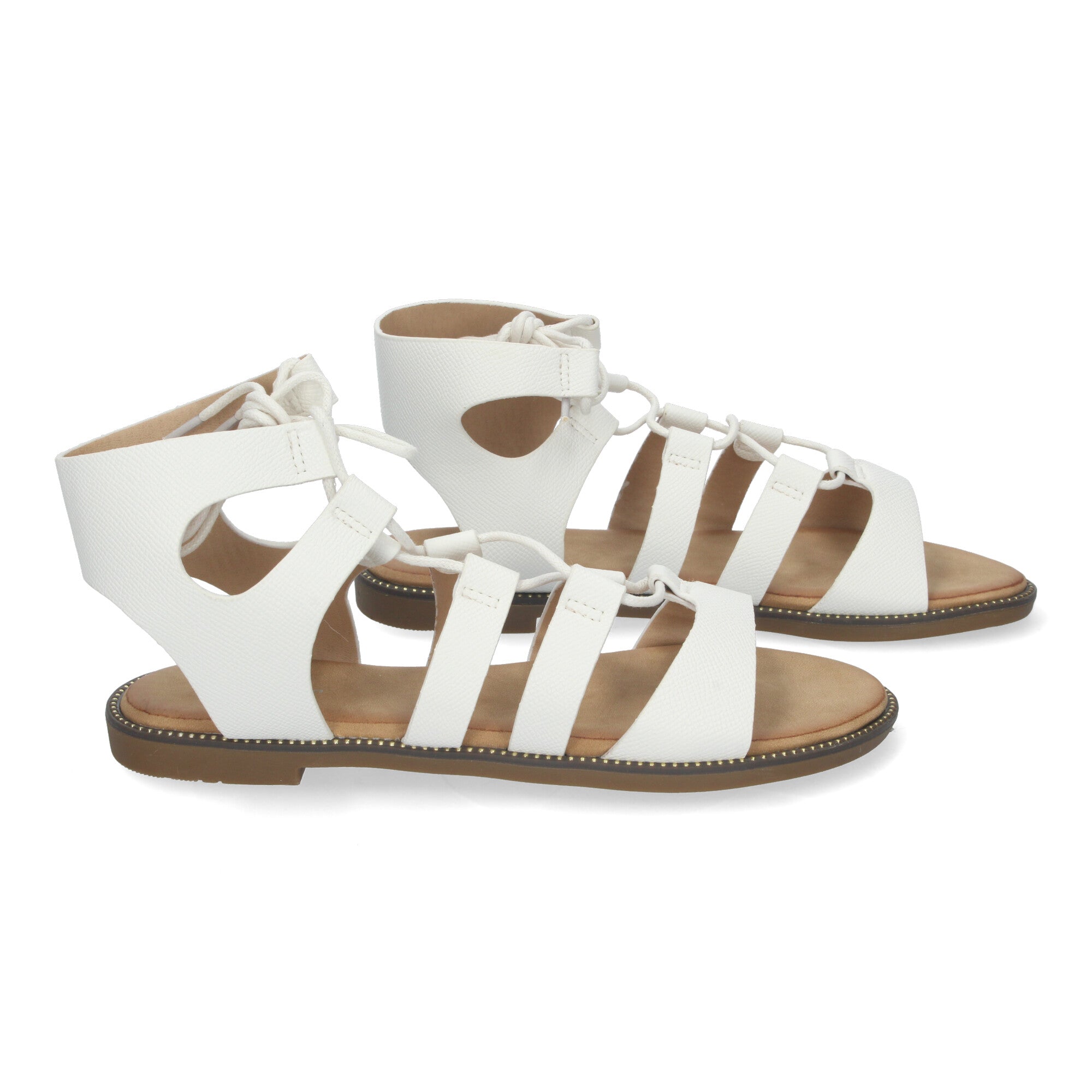Sandalias Planas de Verano para Mujer, Cómodas y Versátiles con Cordones y Adornos Elegantes
