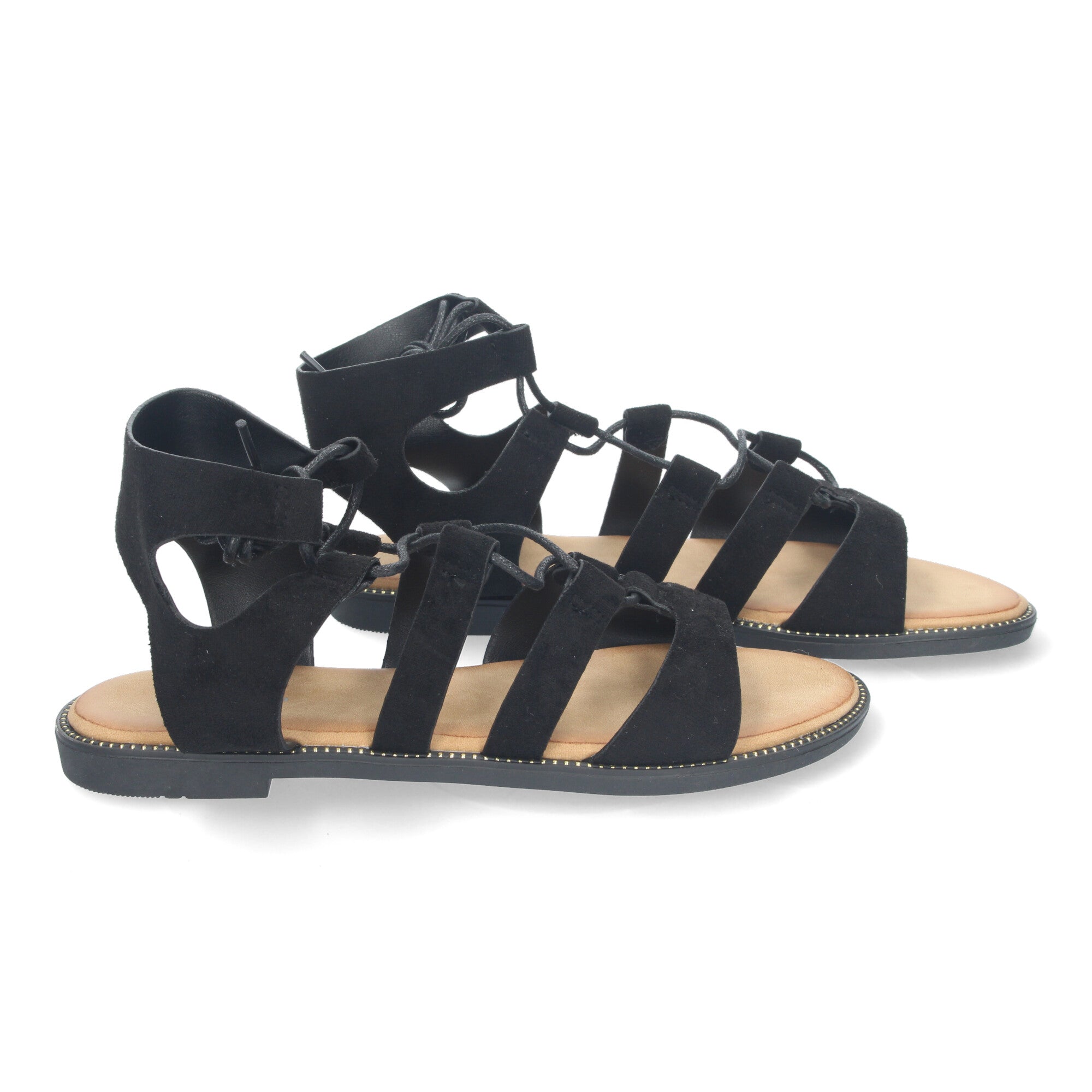 Sandalias Planas de Verano para Mujer, Cómodas y Versátiles con Cordones y Adornos Elegantes