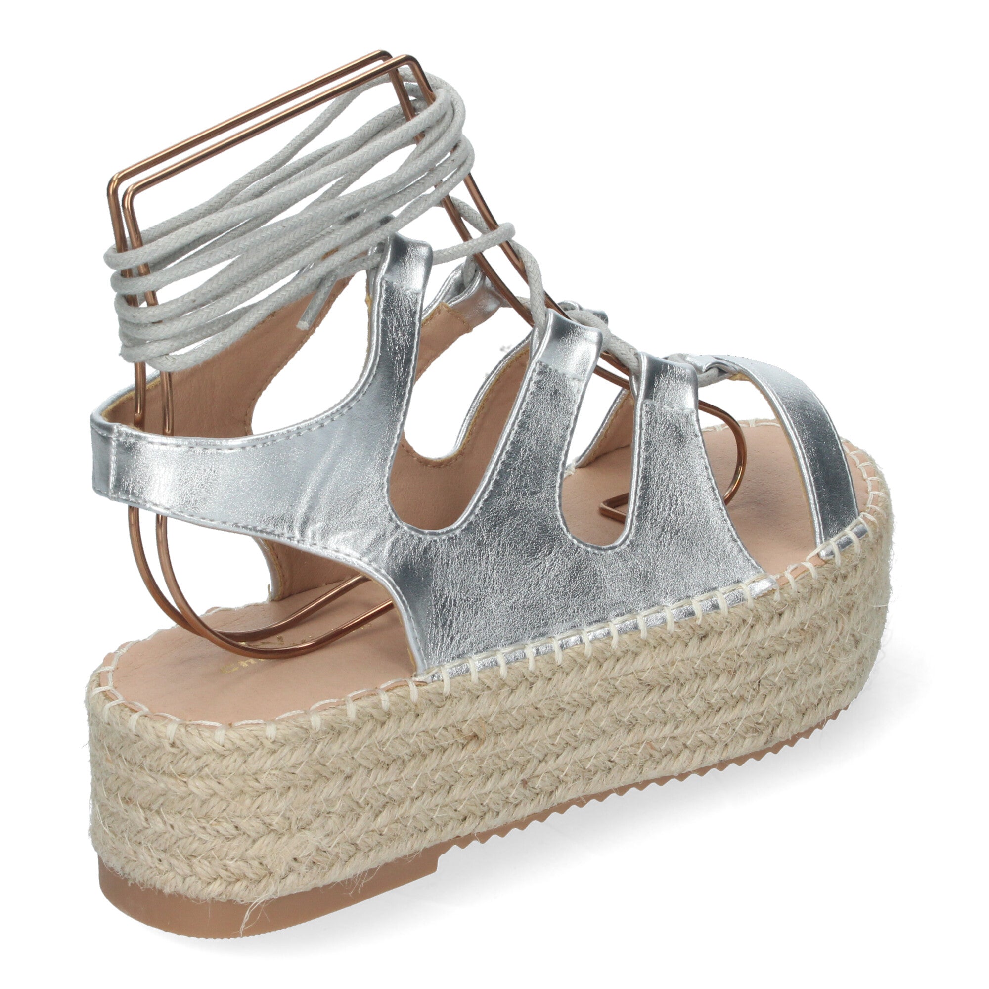 Sandalia de Mujer con Plataforma de Yute, Cómoda y Elegante con Tiras Cruzadas, Cordones y Talón Abierto