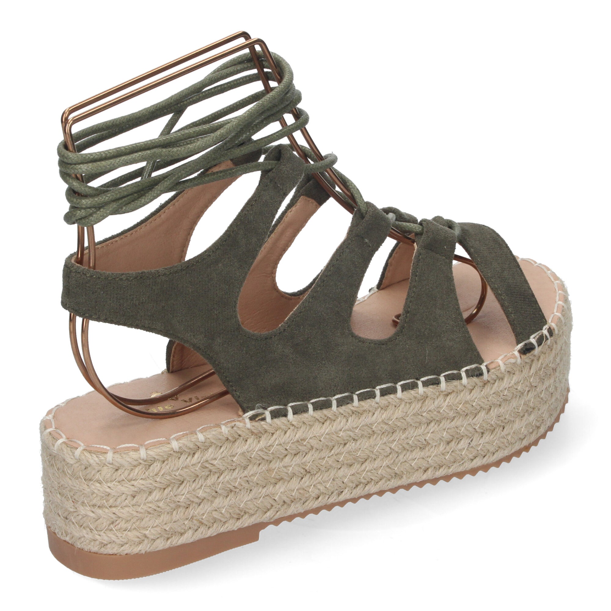Sandalia de Mujer con Plataforma de Yute, Cómoda y Elegante con Tiras Cruzadas, Cordones y Talón Abierto