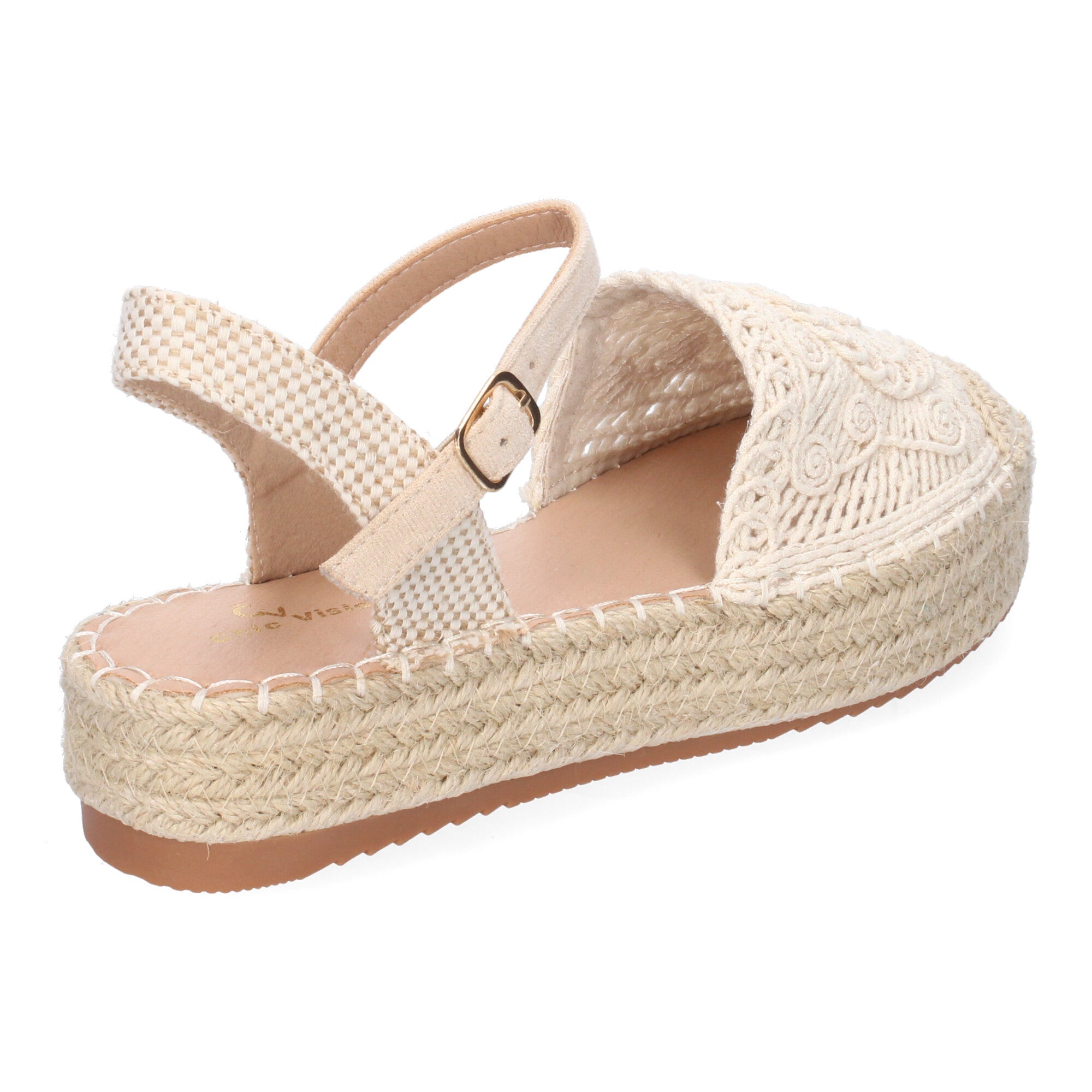 Sandalia de Plataforma para Mujer, Cómoda, Forrada de Yute con Pala Cerrada Entrelazada, Talón Abierto y Hebilla