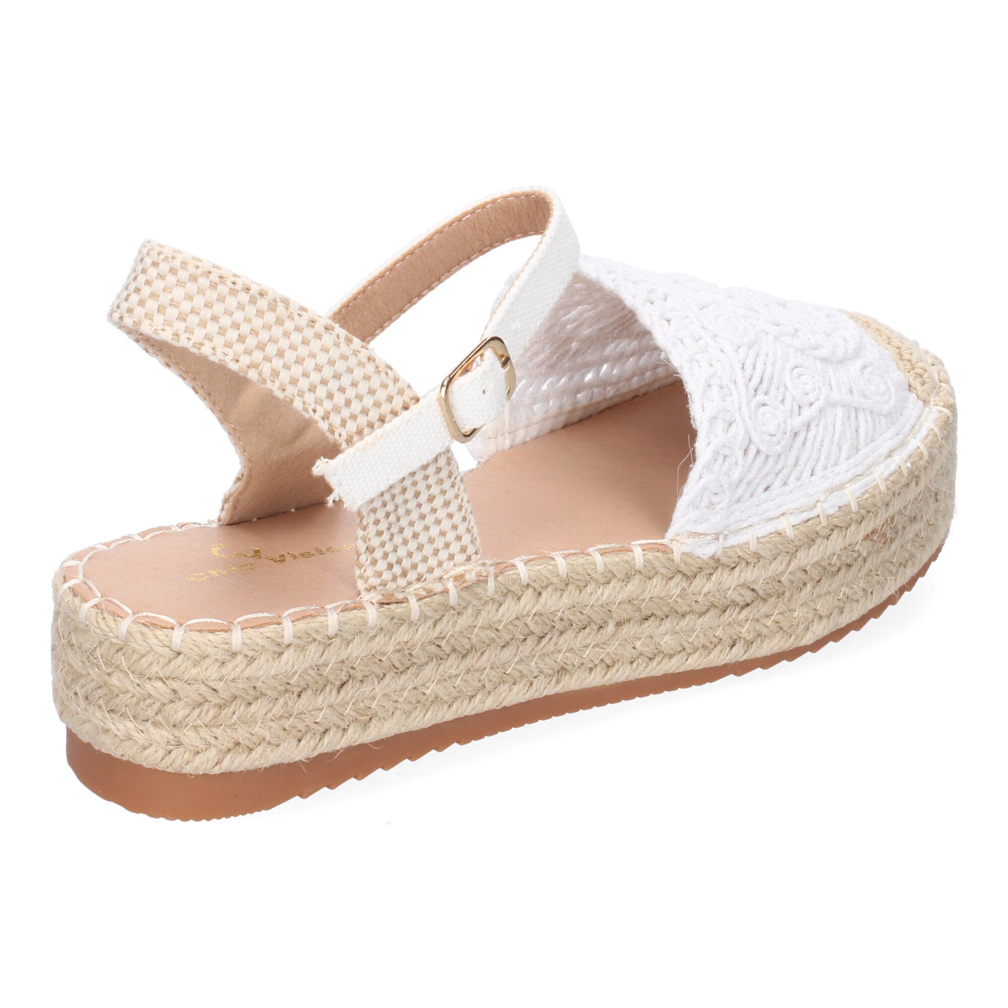 Sandalia de Plataforma para Mujer, Cómoda, Forrada de Yute con Pala Cerrada Entrelazada, Talón Abierto y Hebilla
