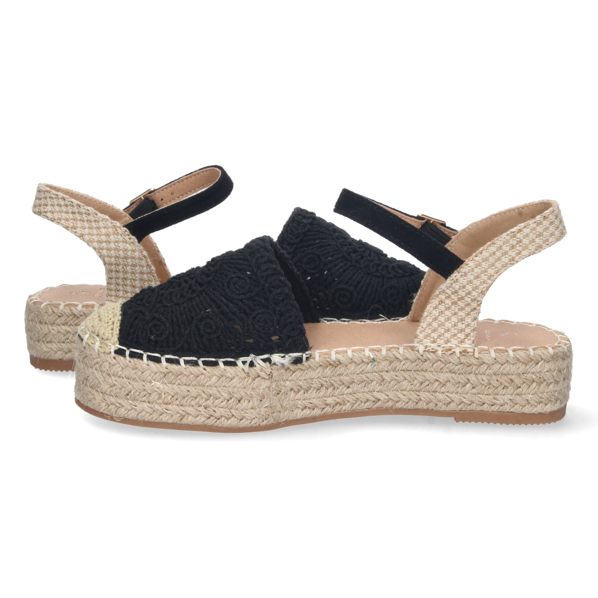 Sandalia de Plataforma para Mujer, Cómoda, Forrada de Yute con Pala Cerrada Entrelazada, Talón Abierto y Hebilla
