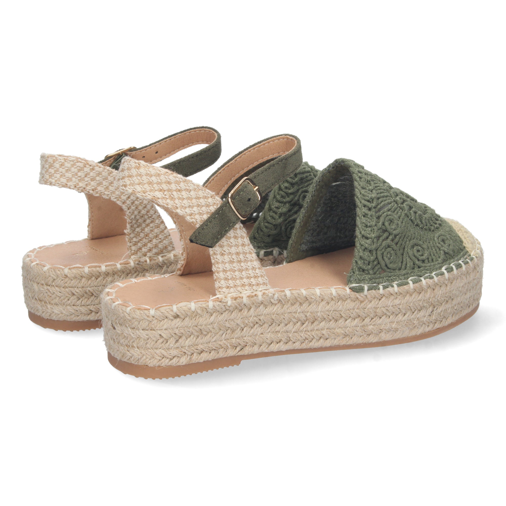 Sandalia de Plataforma para Mujer, Cómoda, Forrada de Yute con Pala Cerrada y Entrelazada, Talón Abierto y Cierre de Hebilla