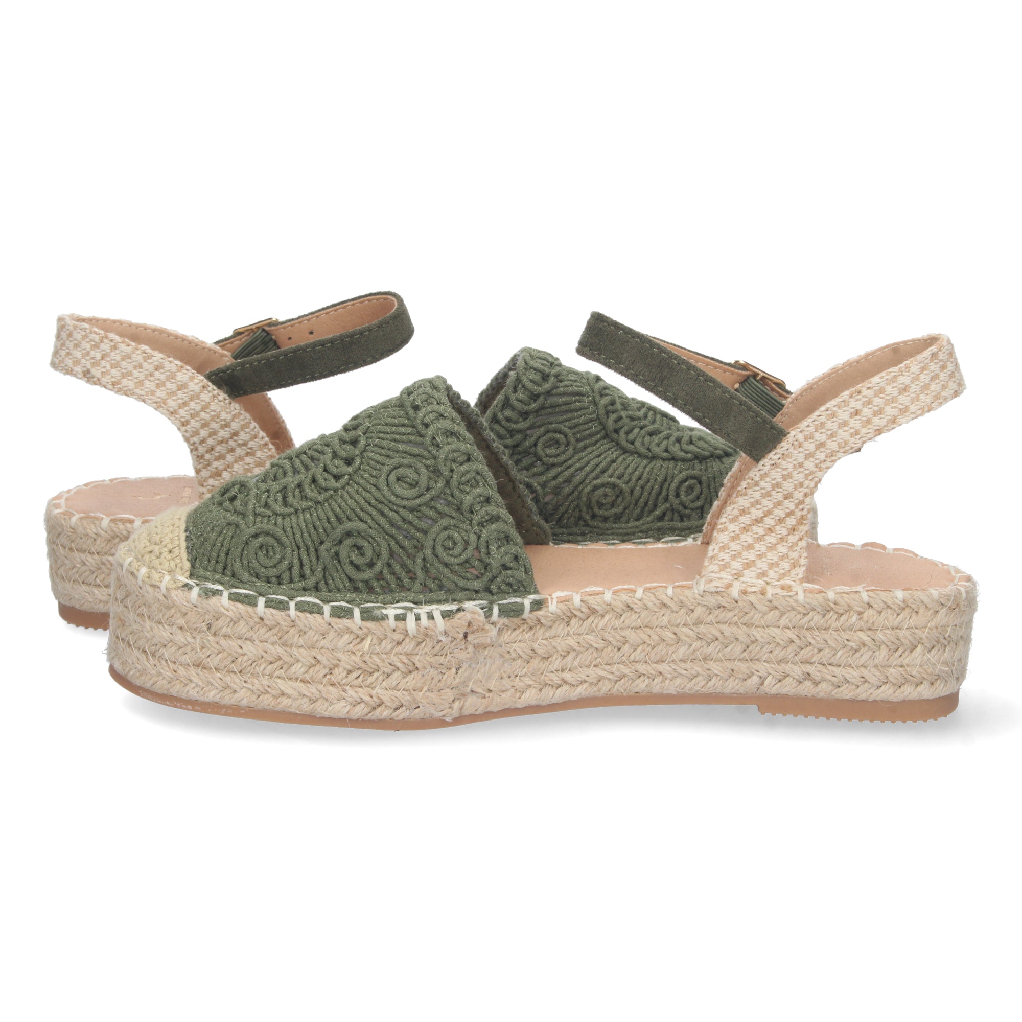 Sandalia de Plataforma para Mujer, Cómoda, Forrada de Yute con Pala Cerrada y Entrelazada, Talón Abierto y Cierre de Hebilla