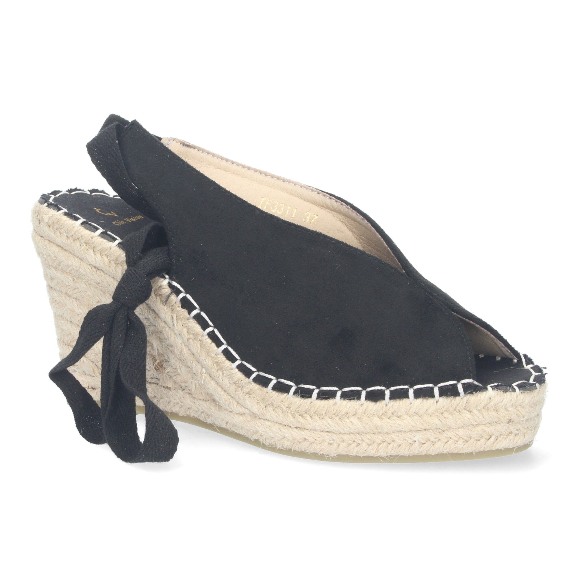 Sandalia de Cuña para Mujer, Cómoda y Forrada de Yute con Talón y Empeine Abierto y Cierre de Cordones