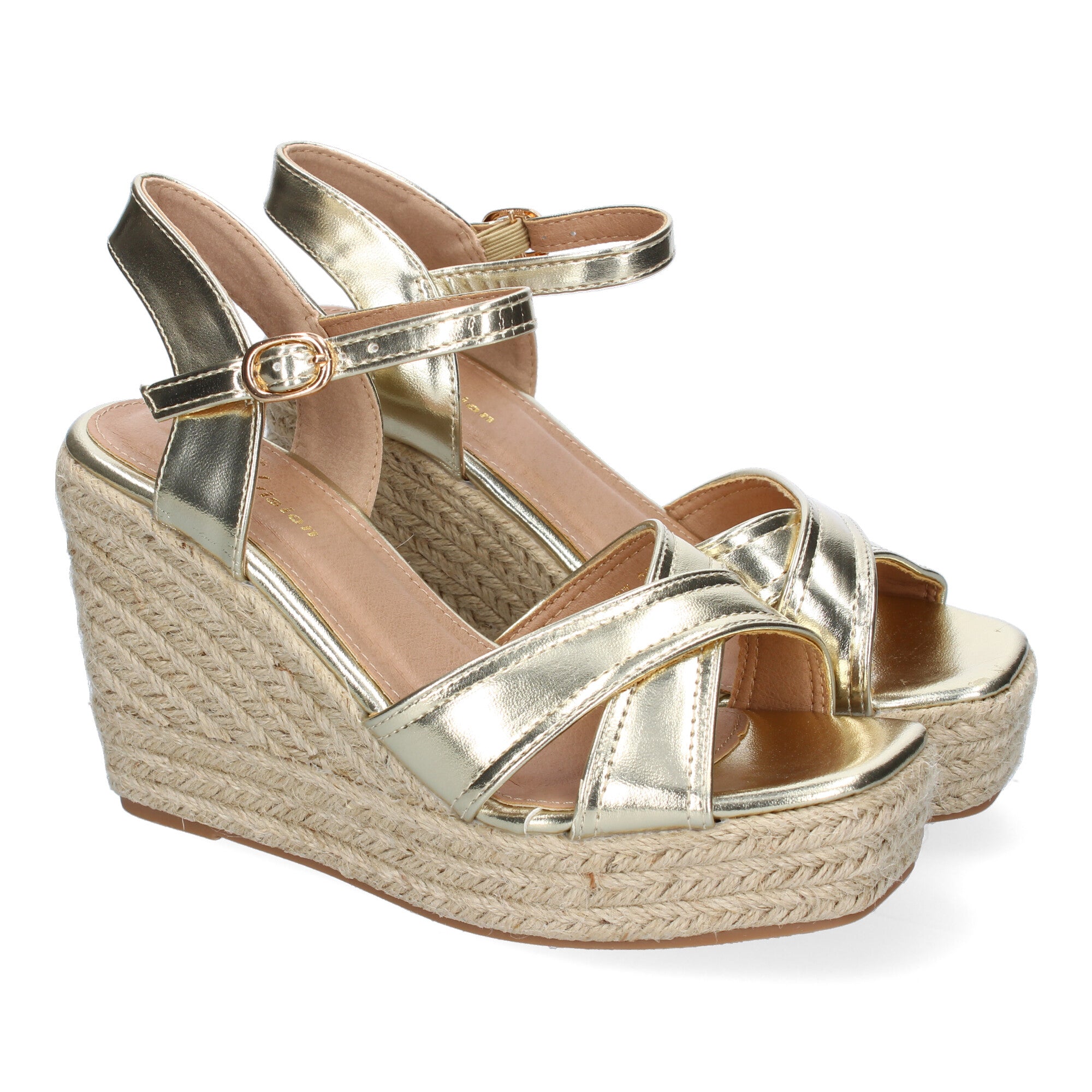 Sandalia de Cuña de Yute para Mujer, Moderna y Elegante con Tiras Cruzadas en la Pala