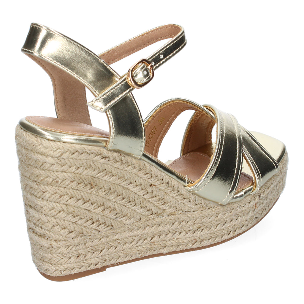 Sandalia de Cuña de Yute para Mujer, Moderna y Elegante con Tiras Cruzadas en la Pala
