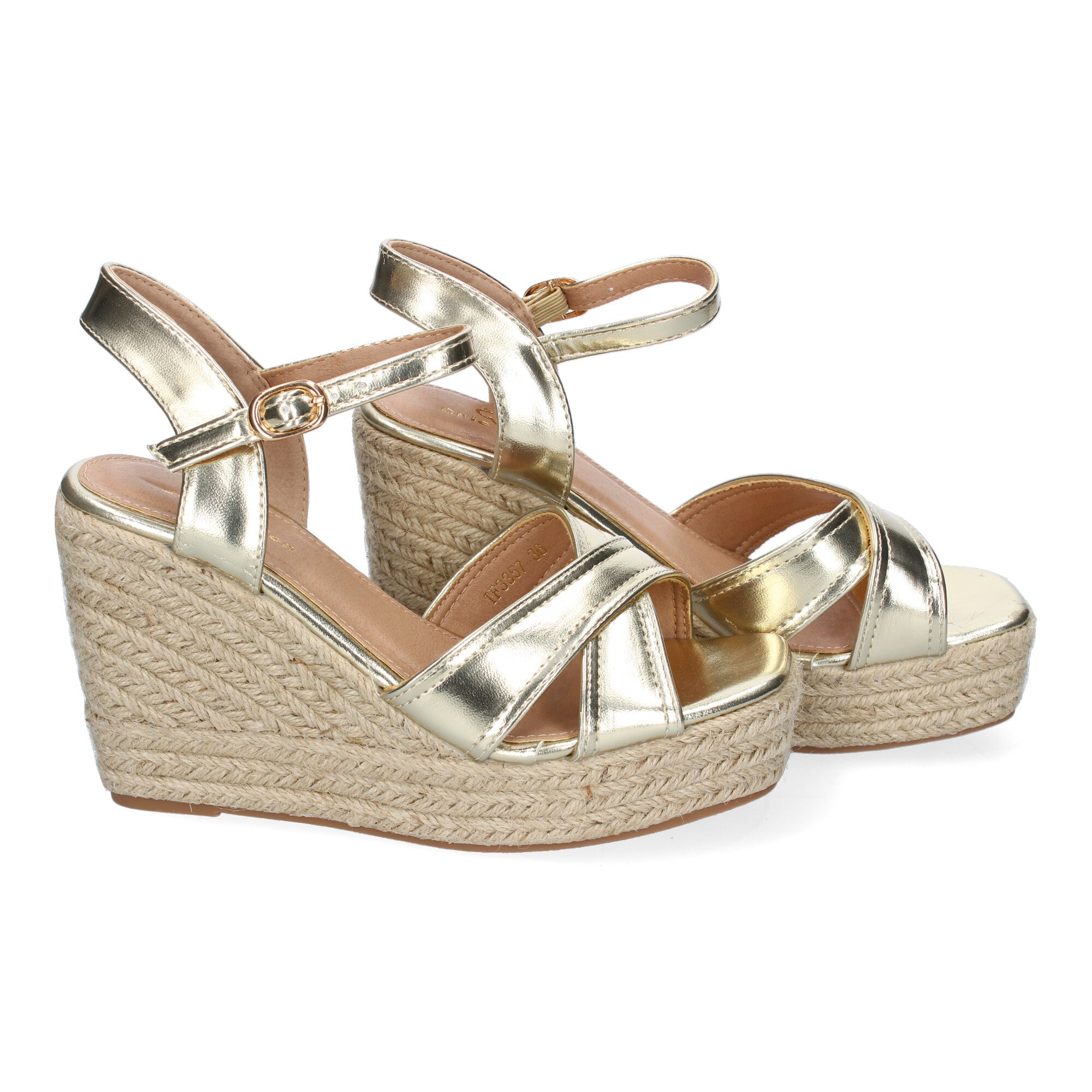 Sandalia de Cuña de Yute para Mujer, Moderna y Elegante con Tiras Cruzadas en la Pala