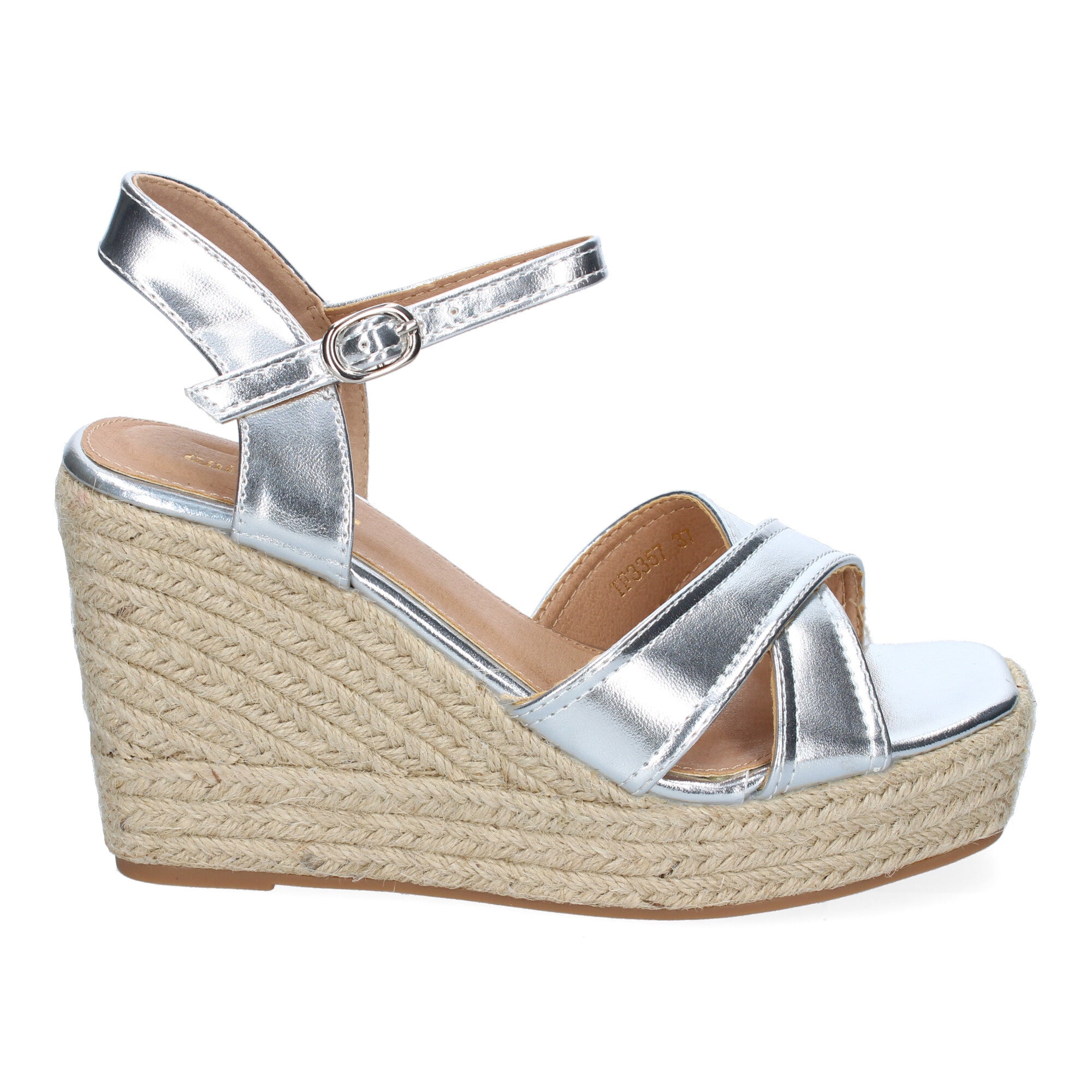 Sandalia de Cuña de Yute para Mujer, Moderna y Elegante con Tiras Cruzadas en la Pala