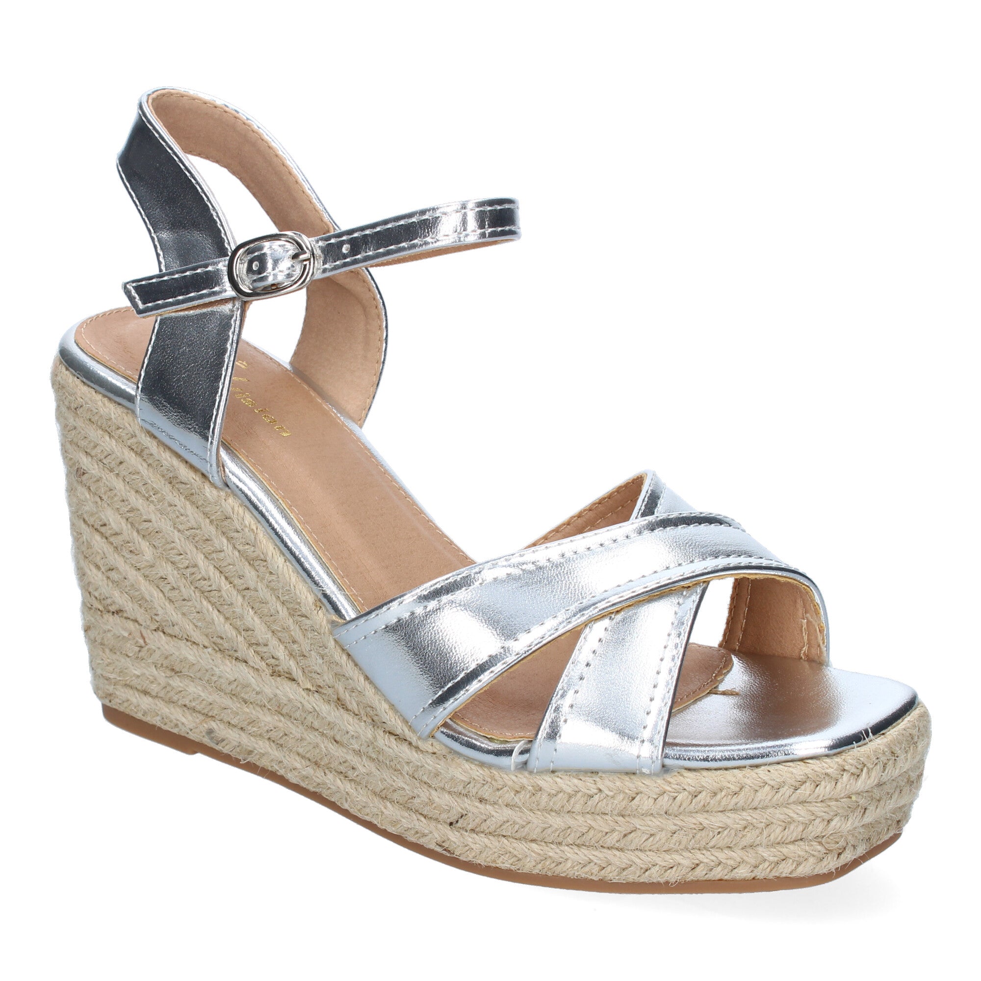 Sandalia de Cuña de Yute para Mujer, Moderna y Elegante con Tiras Cruzadas en la Pala