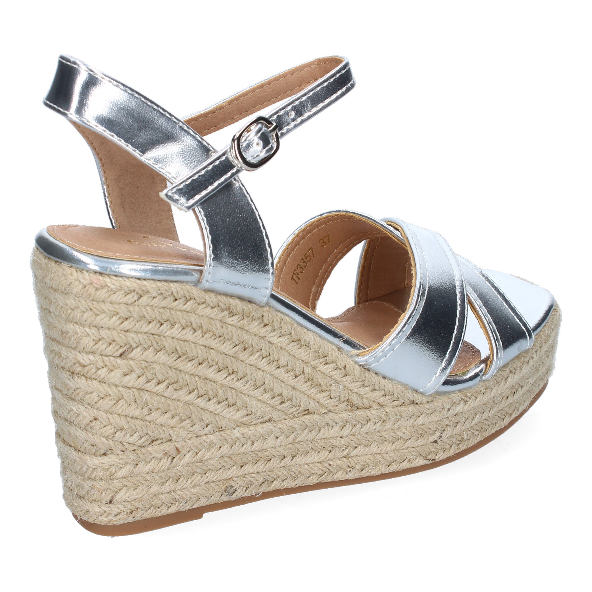 Sandalia de Cuña de Yute para Mujer, Moderna y Elegante con Tiras Cruzadas en la Pala