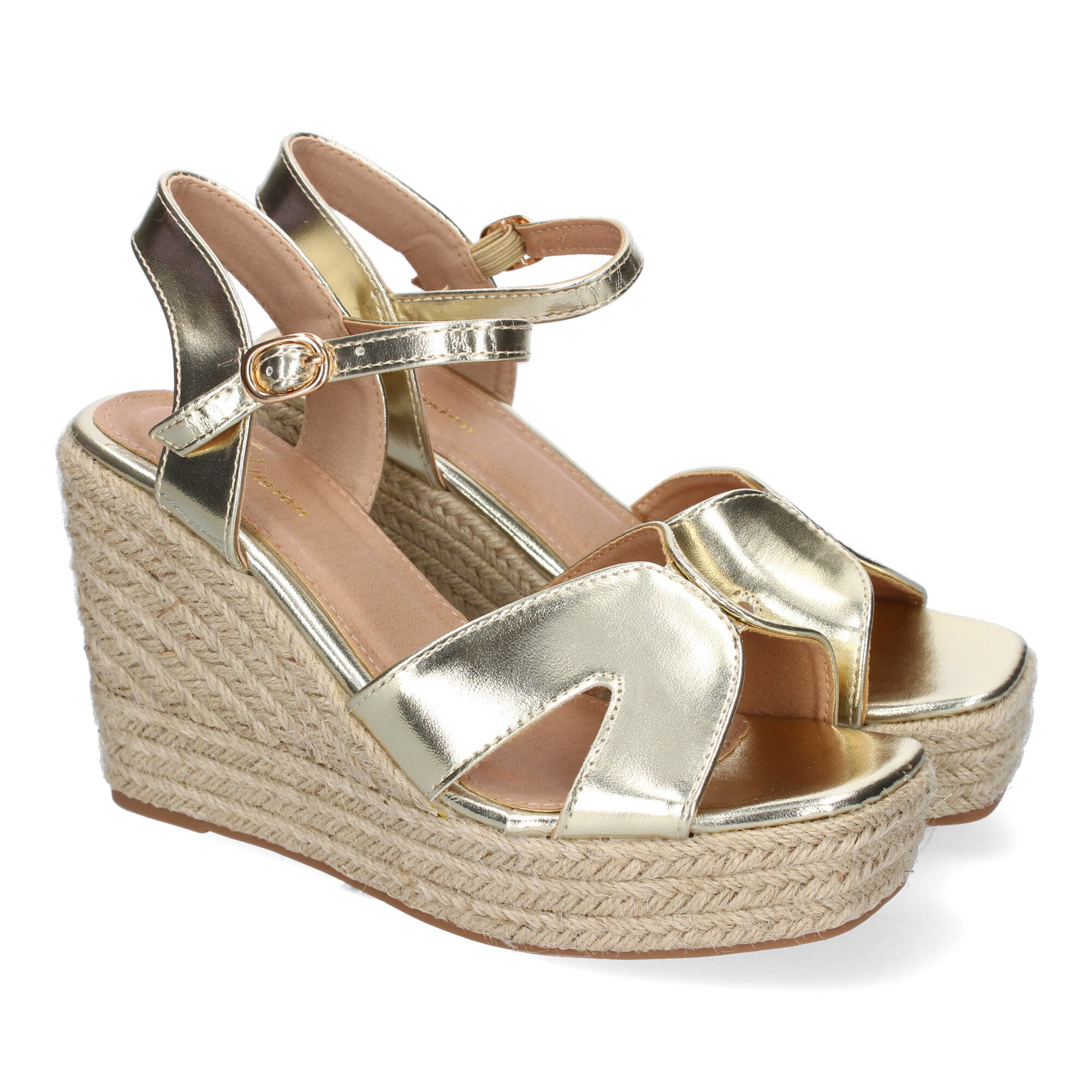 Sandalia de Cuña de Yute para Mujer, Moderna y Elegante con Tiras Cruzadas en la Pala