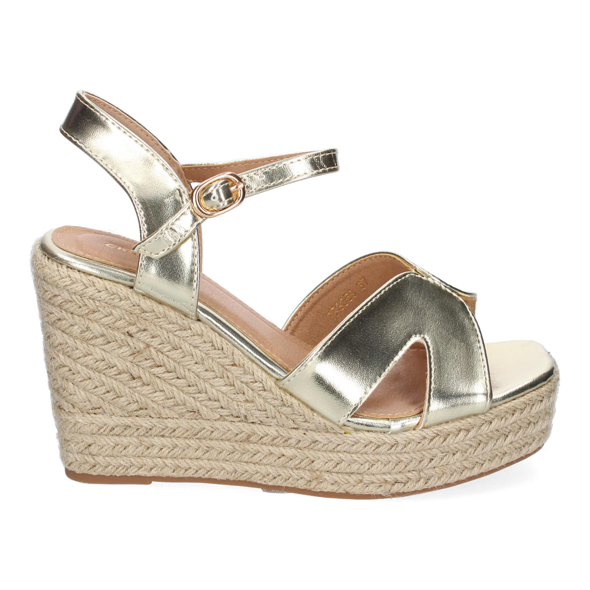 Sandalia de Cuña de Yute para Mujer, Moderna y Elegante con Tiras Cruzadas en la Pala