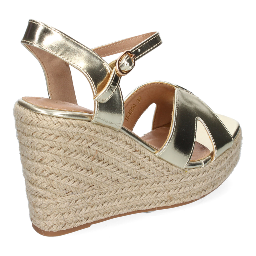Sandalia de Cuña de Yute para Mujer, Moderna y Elegante con Tiras Cruzadas en la Pala