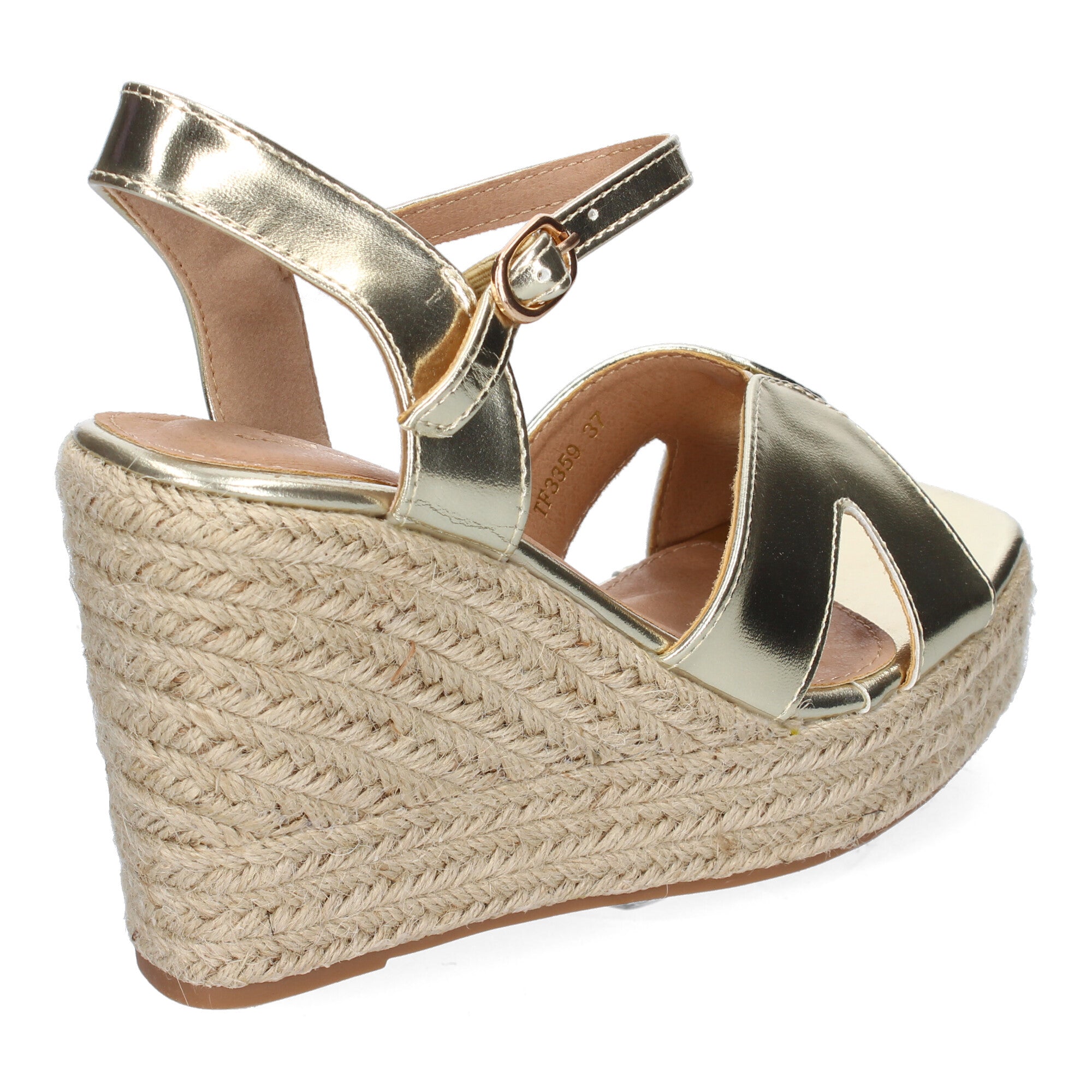 Sandalia de Cuña de Yute para Mujer, Moderna y Elegante con Tiras Cruzadas en la Pala