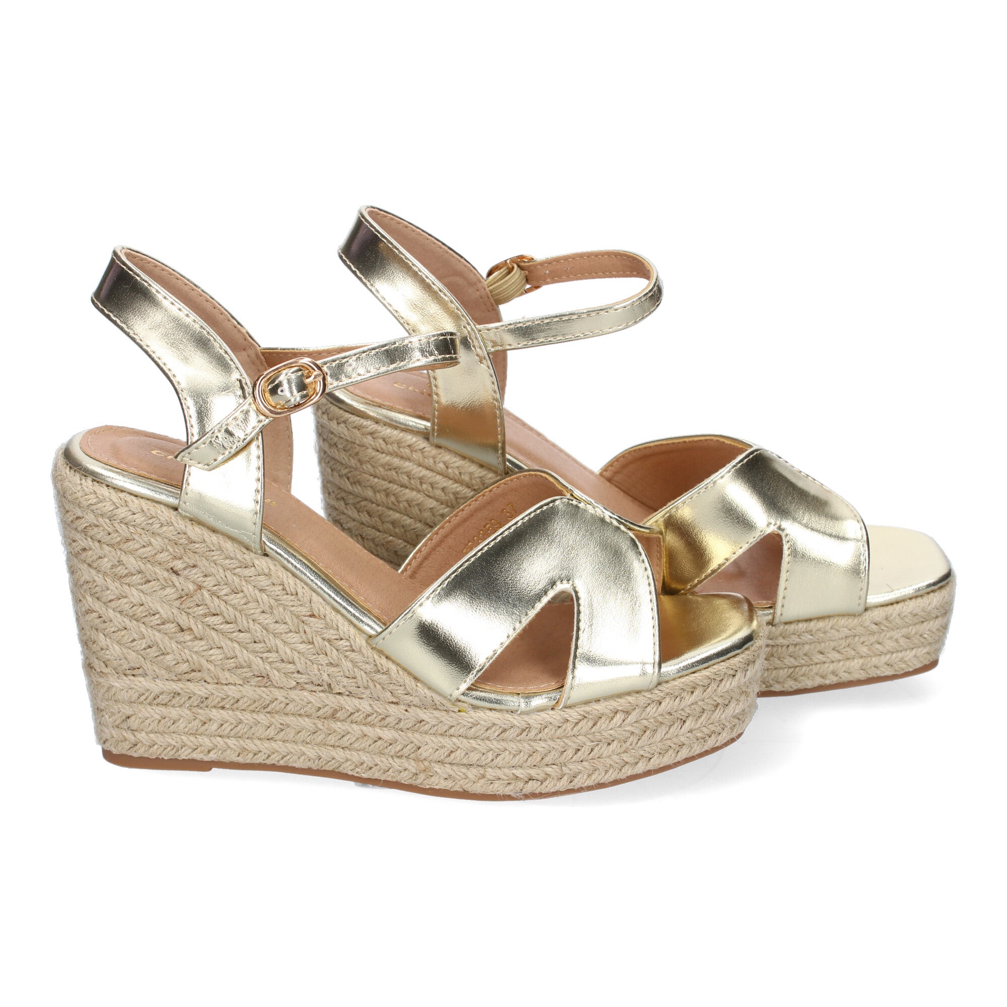 Sandalia de Cuña de Yute para Mujer, Moderna y Elegante con Tiras Cruzadas en la Pala