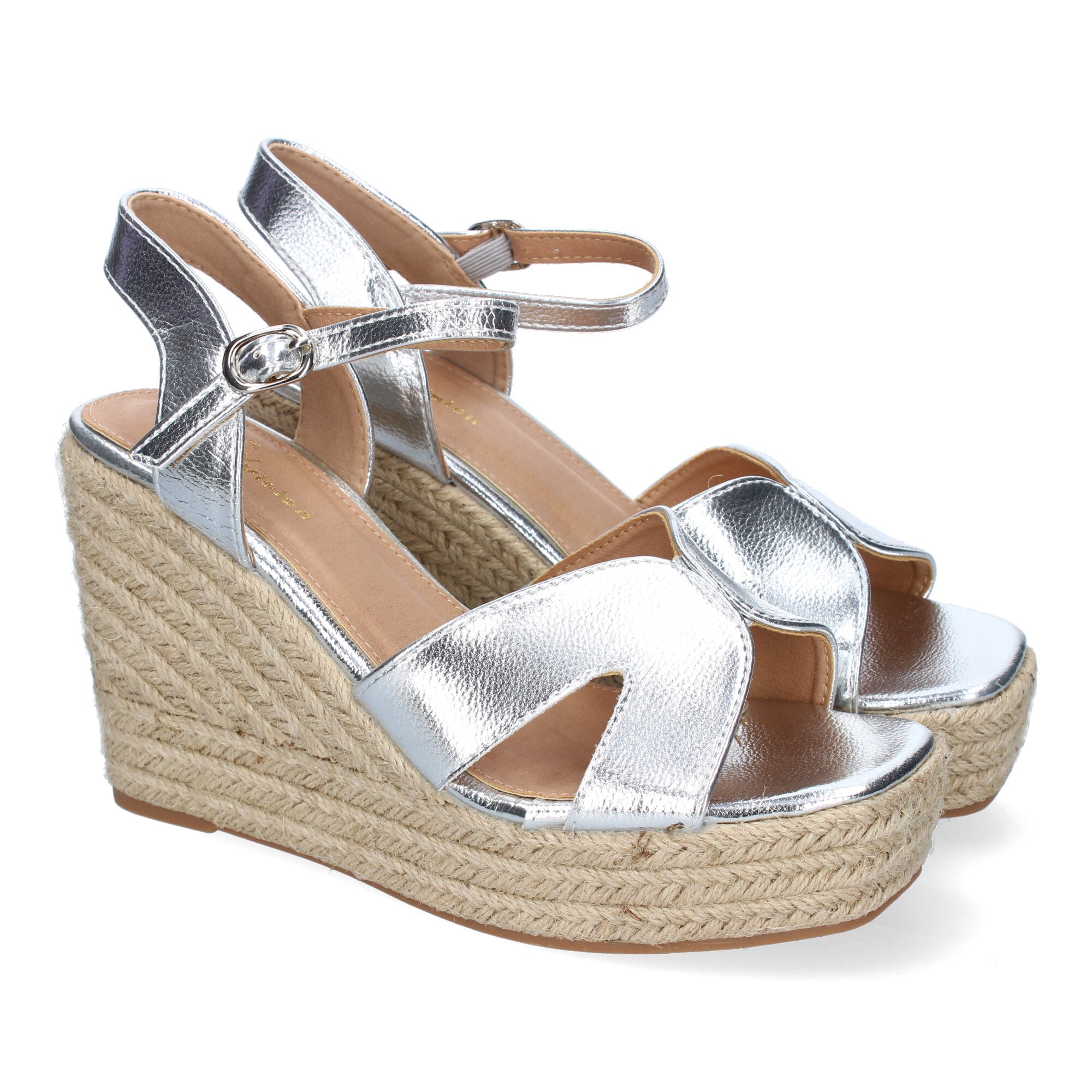 Sandalia de Cuña de Yute para Mujer, Moderna y Elegante con Tiras Cruzadas en la Pala