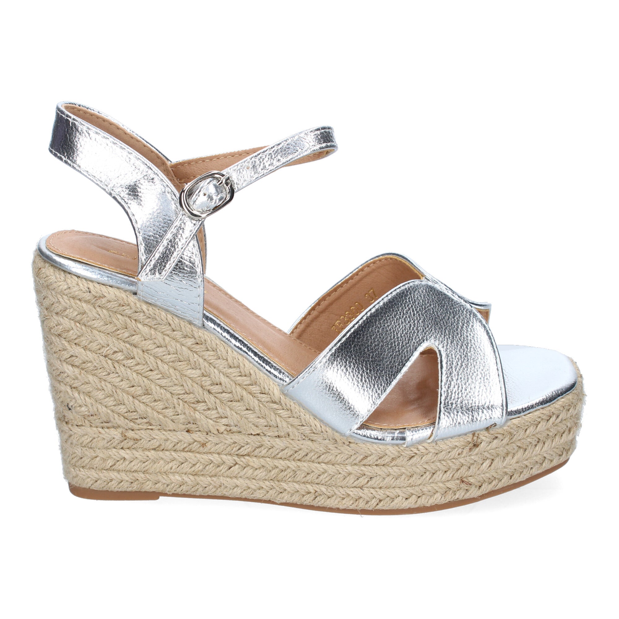 Sandalia de Cuña de Yute para Mujer, Moderna y Elegante con Tiras Cruzadas en la Pala