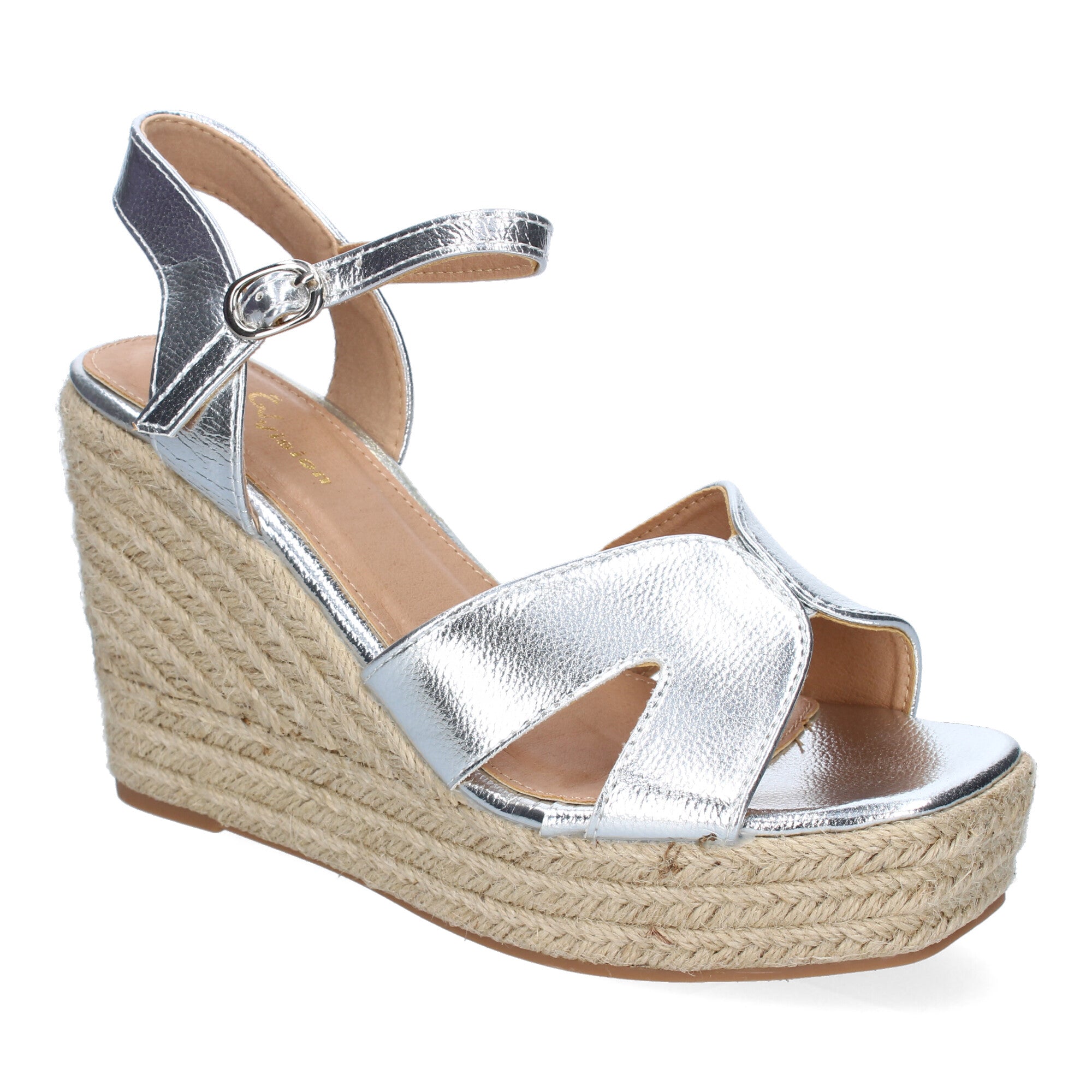 Sandalia de Cuña de Yute para Mujer, Moderna y Elegante con Tiras Cruzadas en la Pala