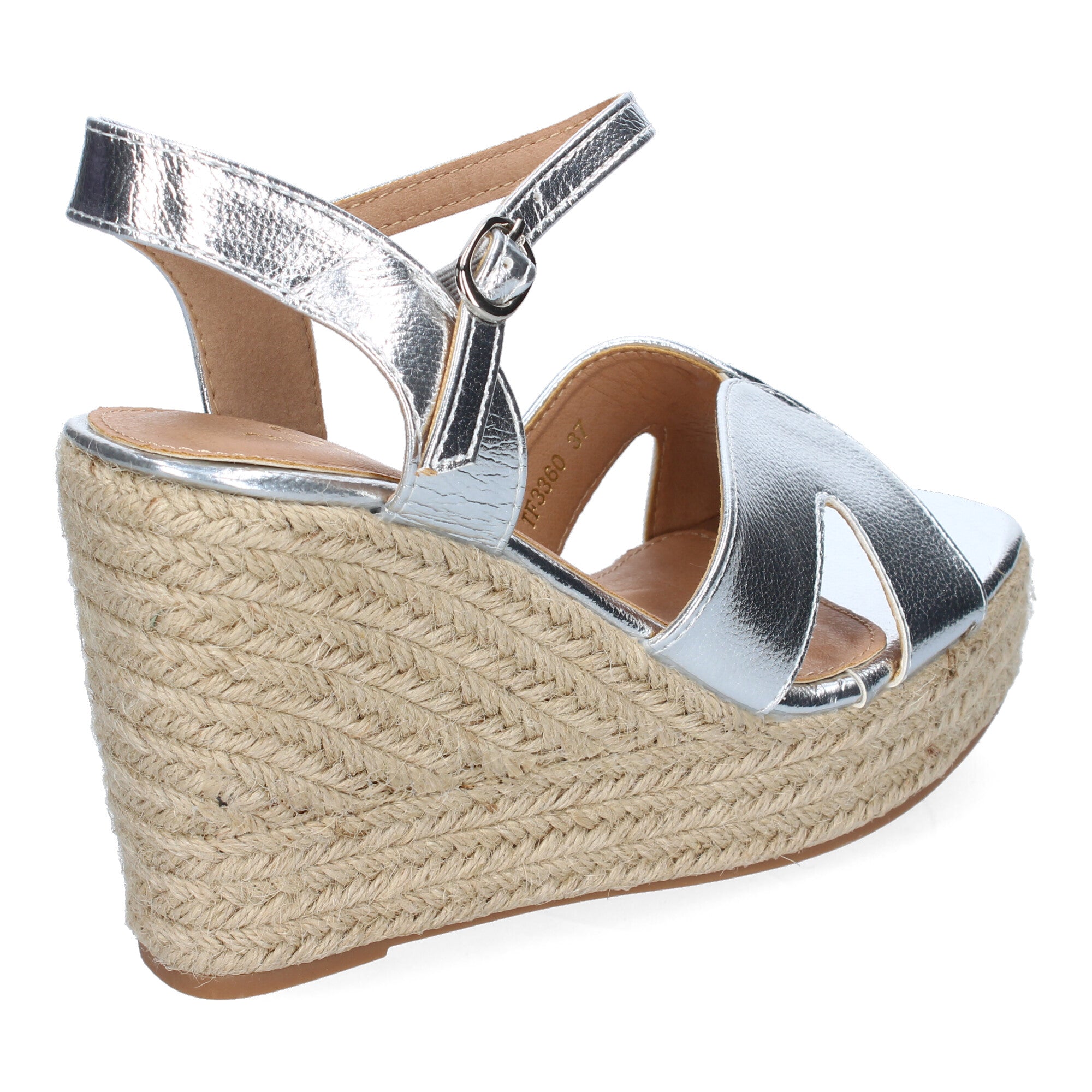 Sandalia de Cuña de Yute para Mujer, Moderna y Elegante con Tiras Cruzadas en la Pala