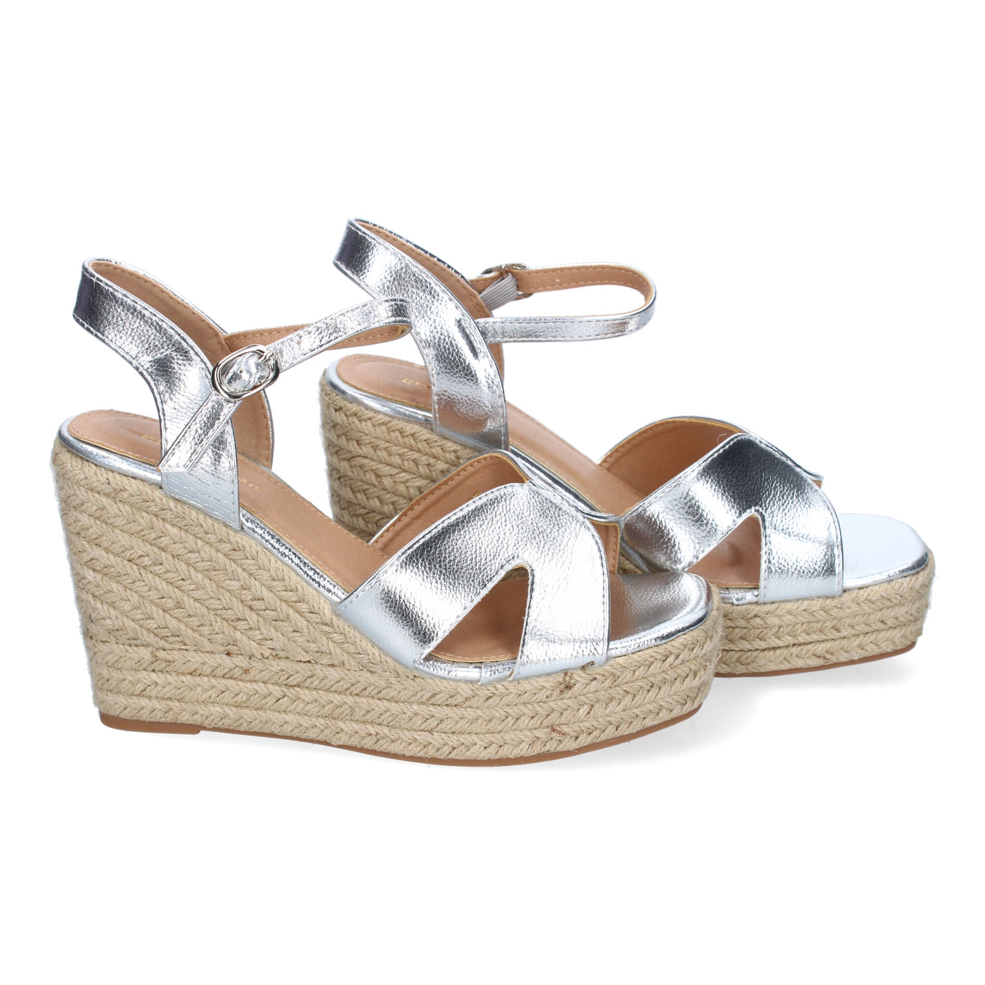 Sandalia de Cuña de Yute para Mujer, Moderna y Elegante con Tiras Cruzadas en la Pala
