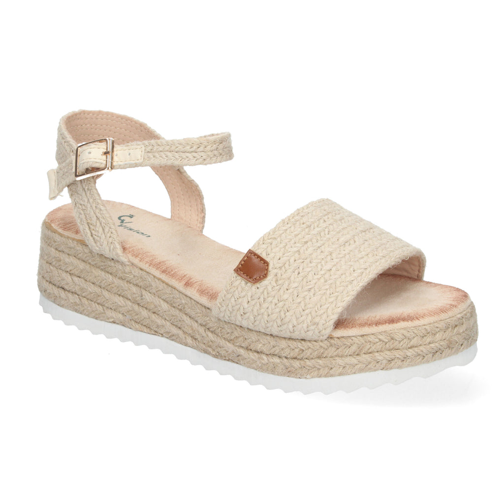 Sandalias de Verano para Mujer con Cuña de Yute, Elegantes con Punta Abierta y Cierre Ajustable de Hebilla