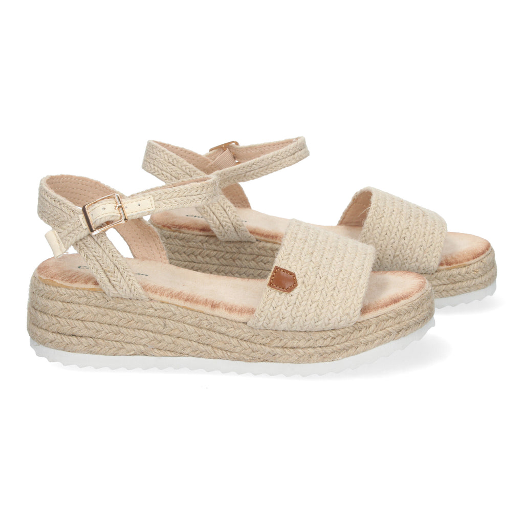 Sandalias de Verano para Mujer con Cuña de Yute, Elegantes con Punta Abierta y Cierre Ajustable de Hebilla