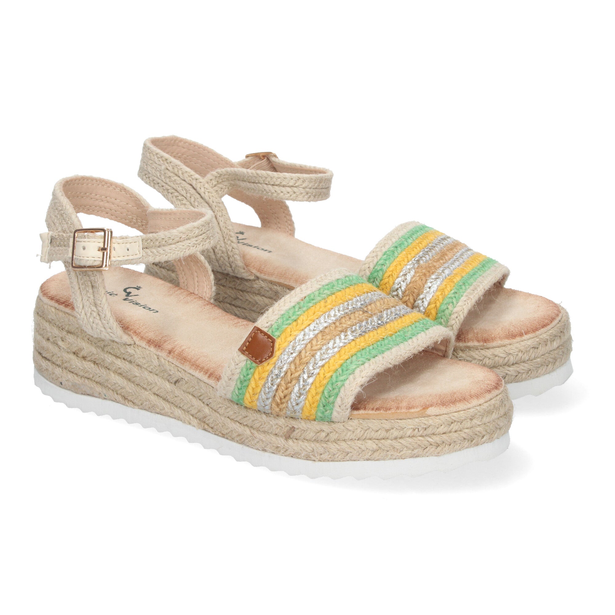 Sandalias de Verano para Mujer de Yute, Elegantes con Tiras Cruzadas en la Pala y Hebilla Ajustable