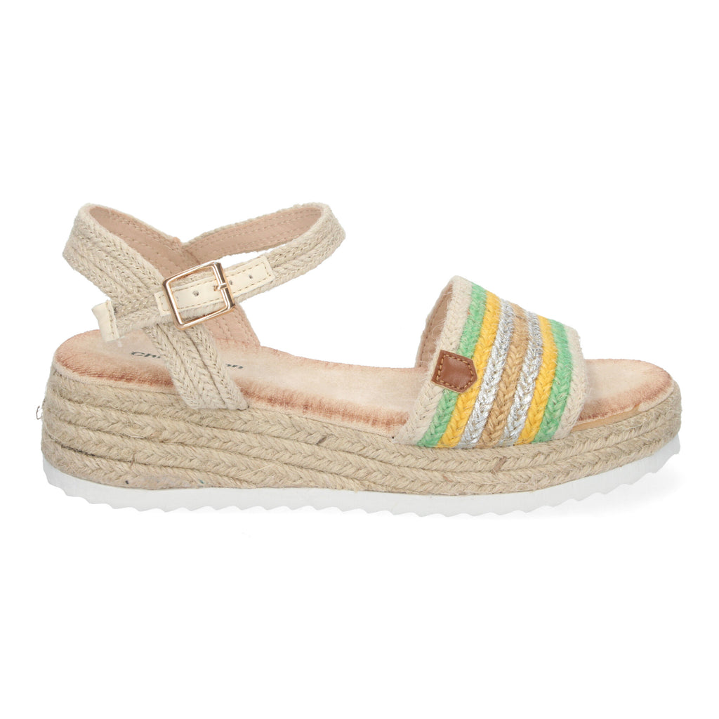 Sandalias de Verano para Mujer de Yute, Elegantes con Tiras Cruzadas en la Pala y Hebilla Ajustable