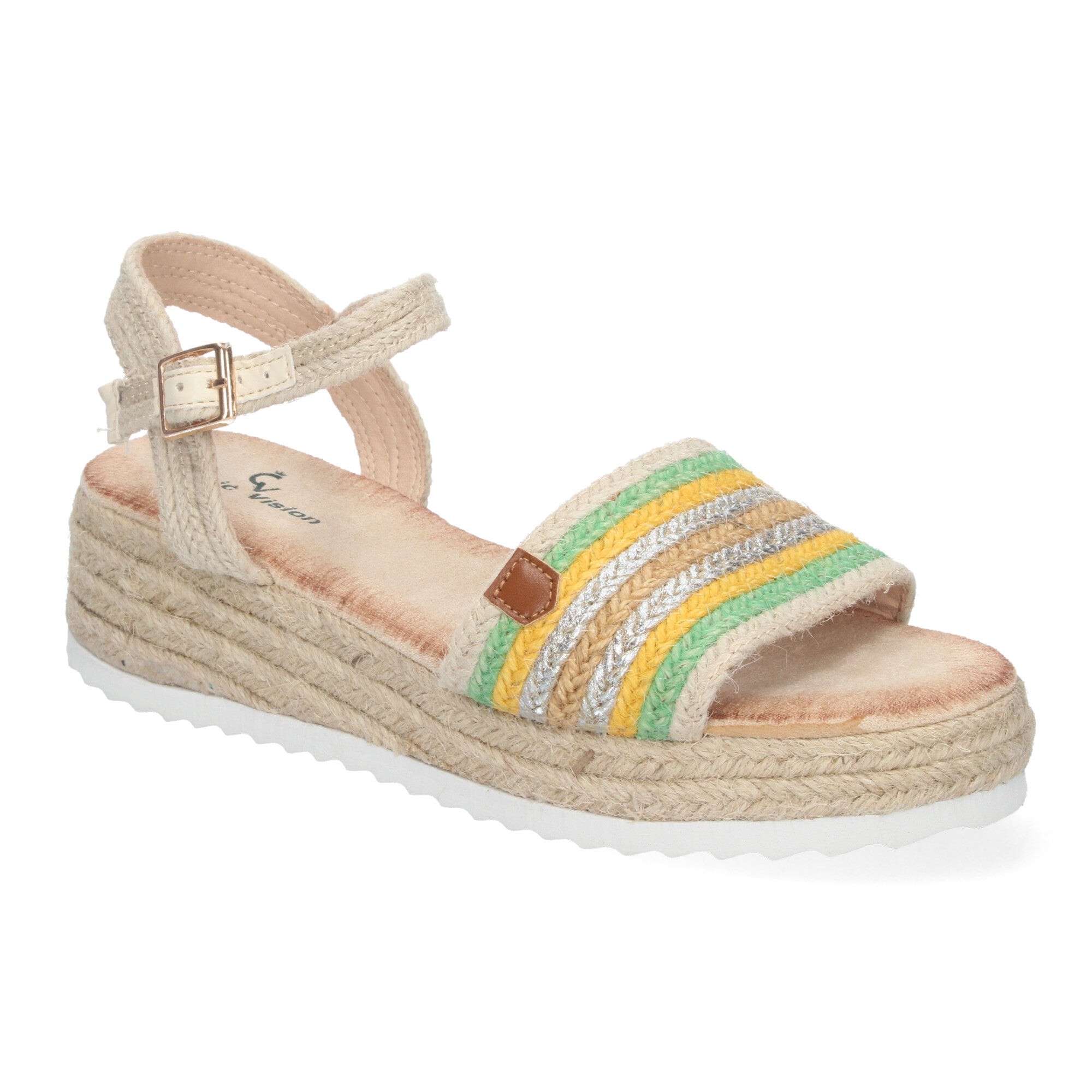 Sandalias de Verano para Mujer de Yute, Elegantes con Tiras Cruzadas en la Pala y Hebilla Ajustable