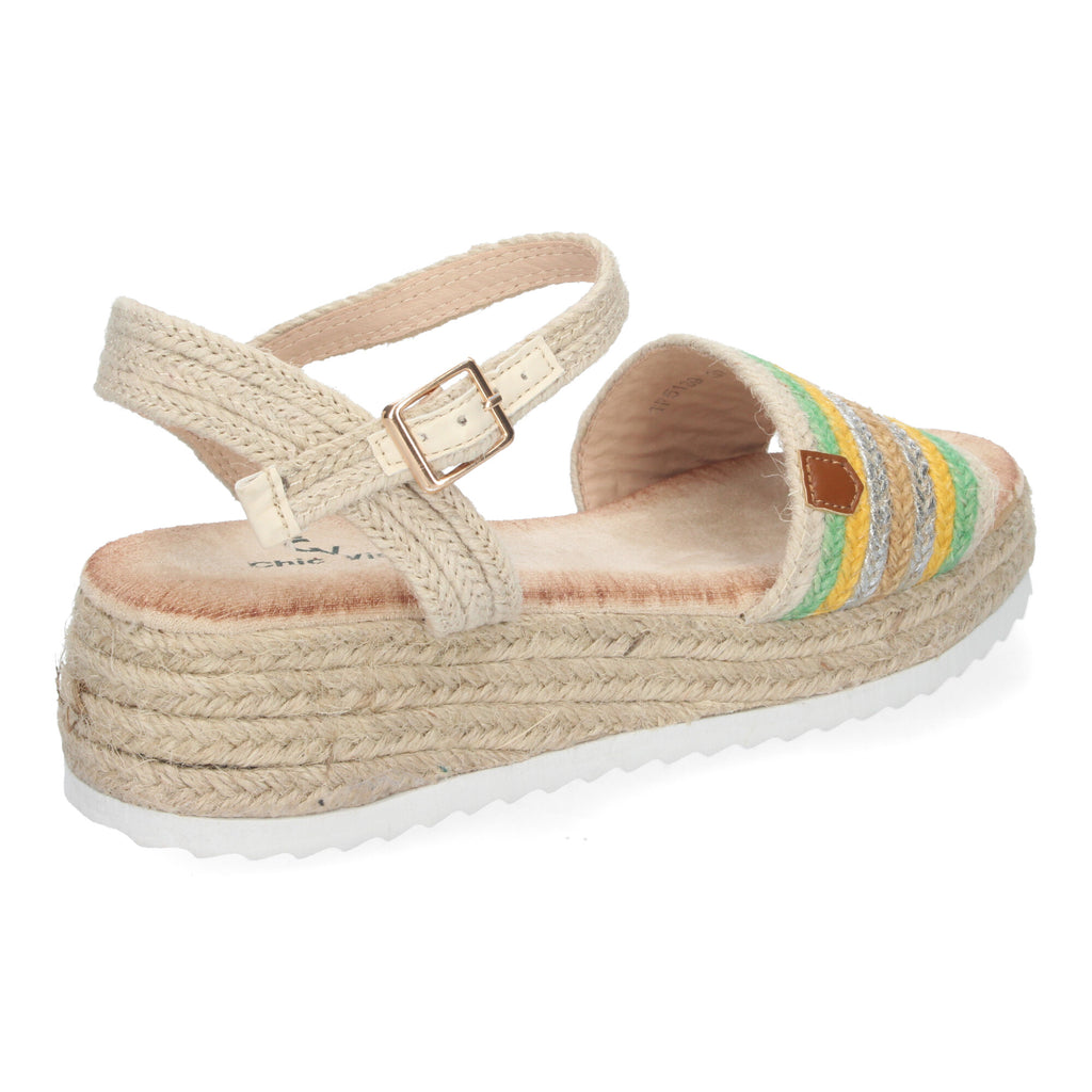 Sandalias de Verano para Mujer de Yute, Elegantes con Tiras Cruzadas en la Pala y Hebilla Ajustable