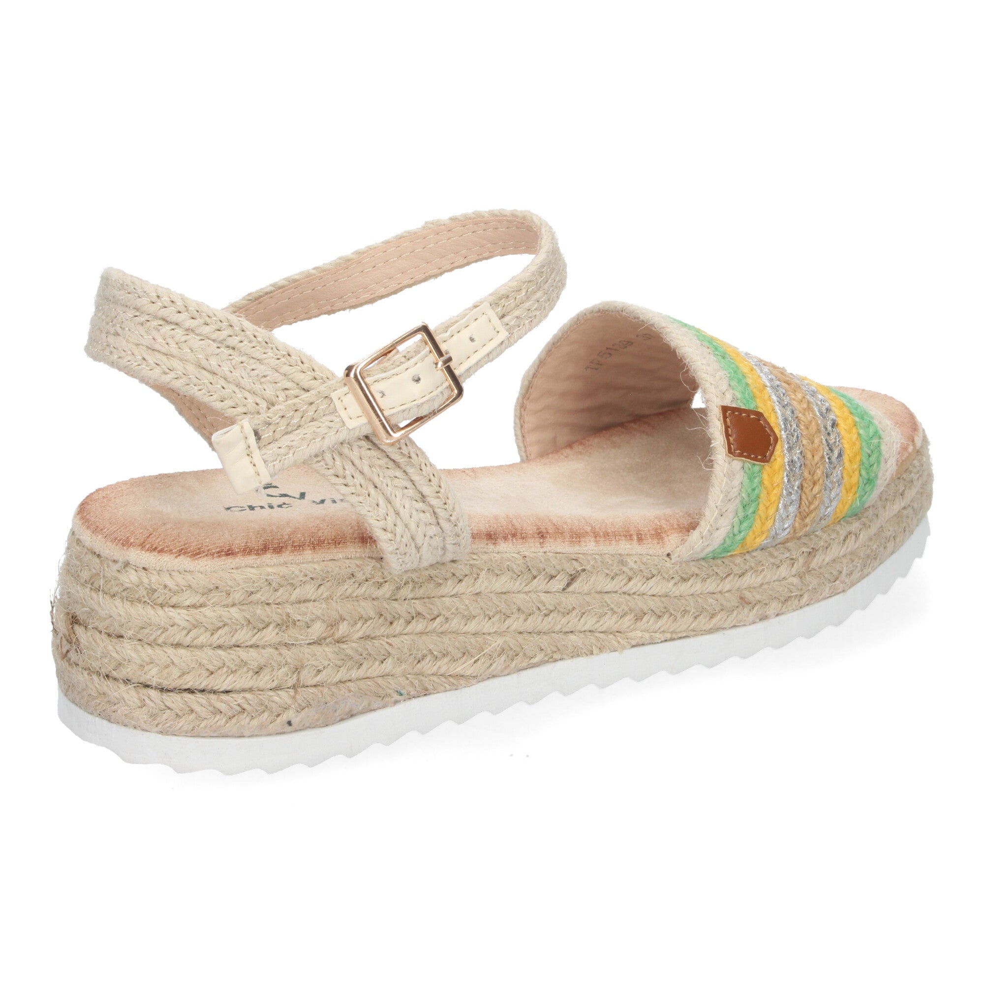 Sandalias de Verano para Mujer de Yute, Elegantes con Tiras Cruzadas en la Pala y Hebilla Ajustable