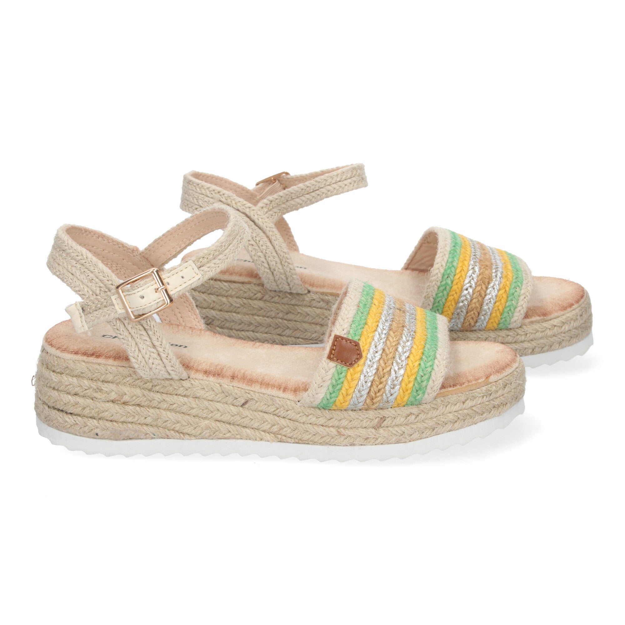 Sandalias de Verano para Mujer de Yute, Elegantes con Tiras Cruzadas en la Pala y Hebilla Ajustable