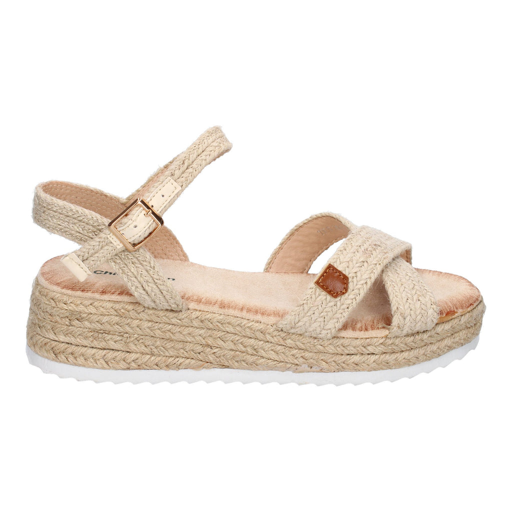 Sandalias de Verano para Mujer de Yute, Elegantes con Tiras Cruzadas en la Pala y Cierre de Hebilla Ajustable