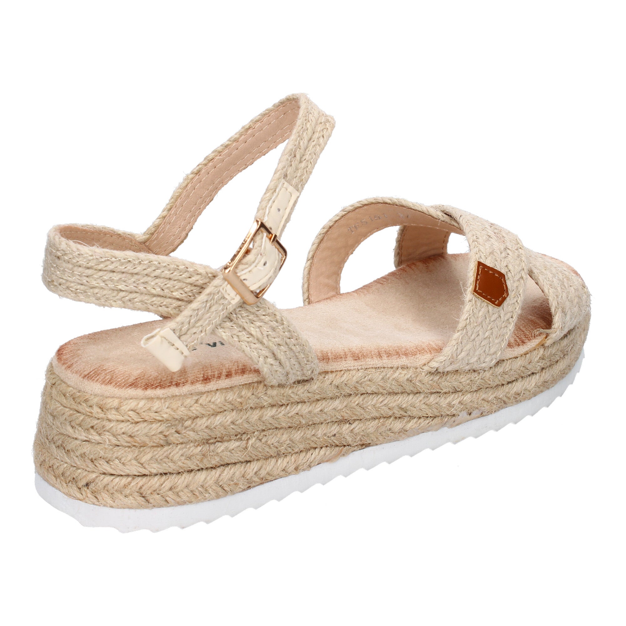 Sandalias de Verano para Mujer de Yute, Elegantes con Tiras Cruzadas en la Pala y Cierre de Hebilla Ajustable