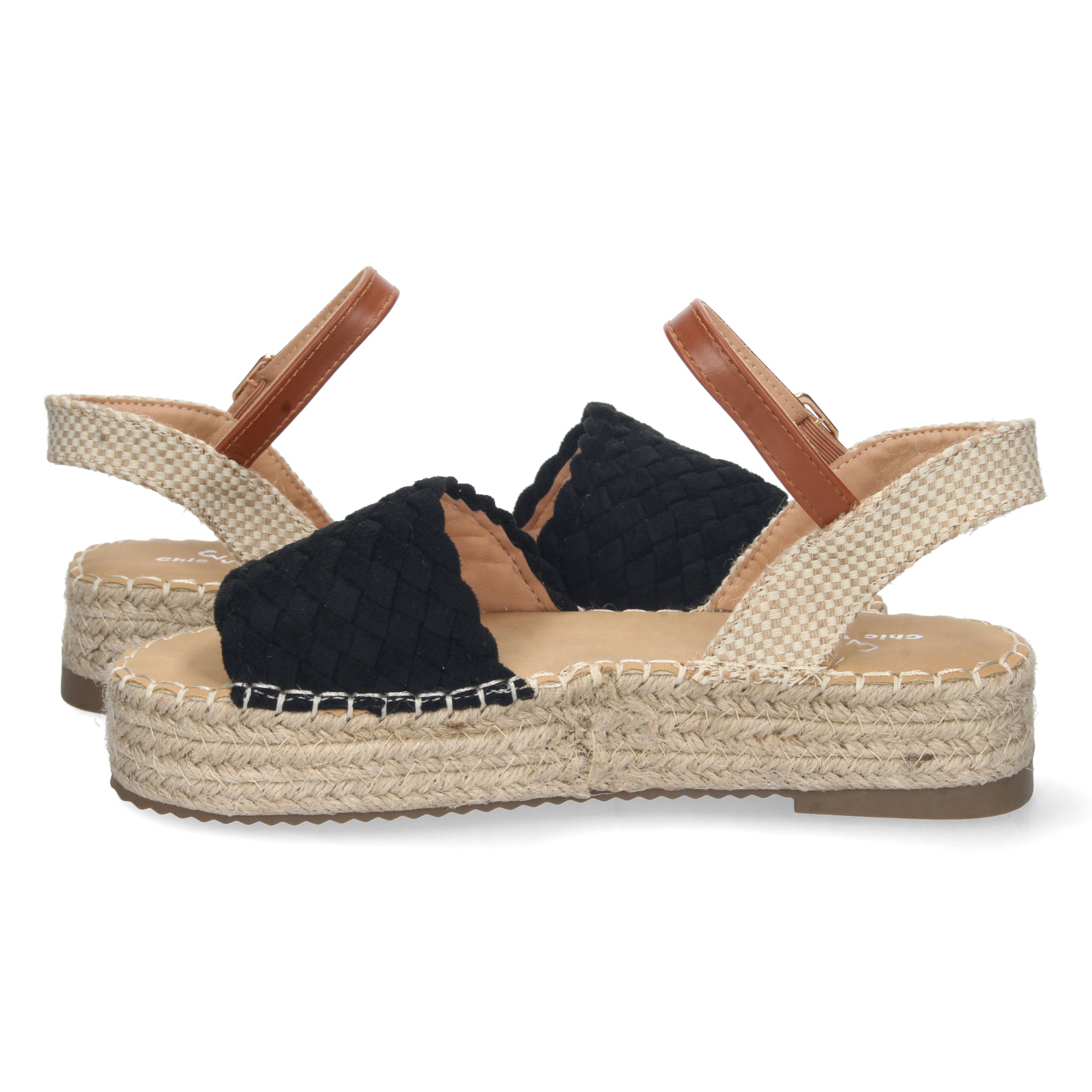Sandalia de Plataforma para Mujer, Cómoda, Forrada de Yute con Pala Entrelazada, Talón Abierto y Hebilla
