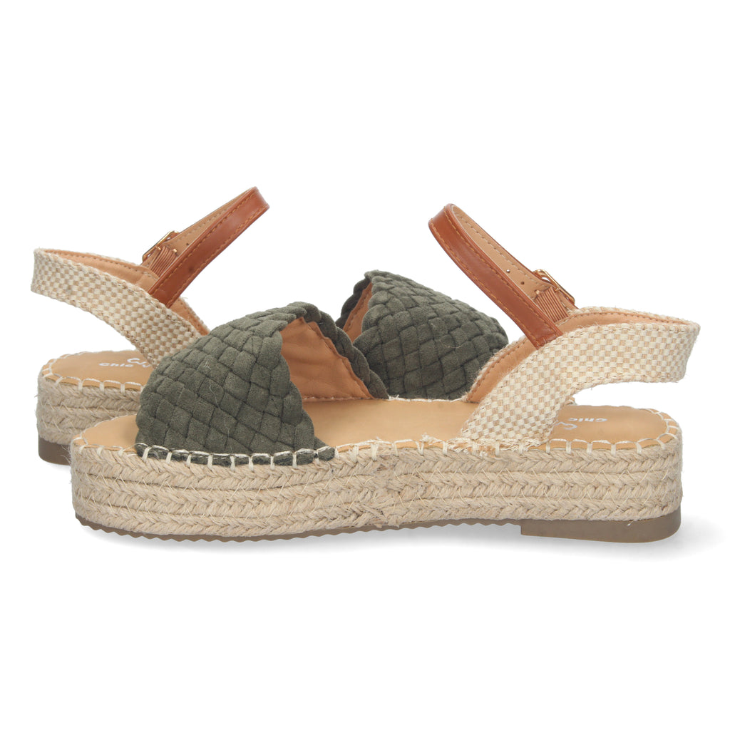 Sandalia de Plataforma para Mujer, Cómoda, Forrada de Yute con Pala Entrelazada, Talón Abierto y Cierre de Hebilla