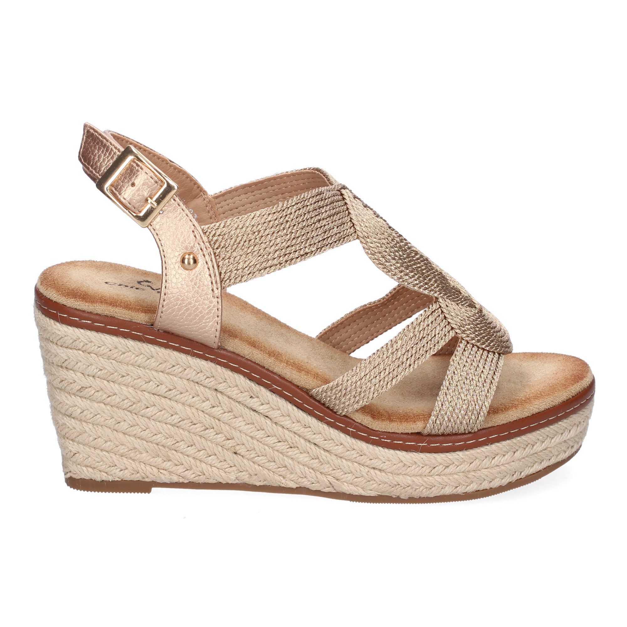 Sandalia de Cuña de Yute para Mujer, Cómoda y Elegante con Diseño Trenzado y Hebilla